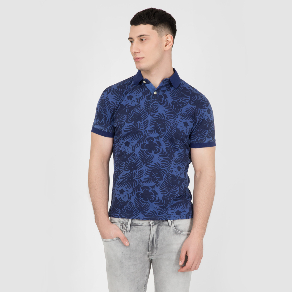 Pepe Jeans pánské modré vzorované polo Alexandre