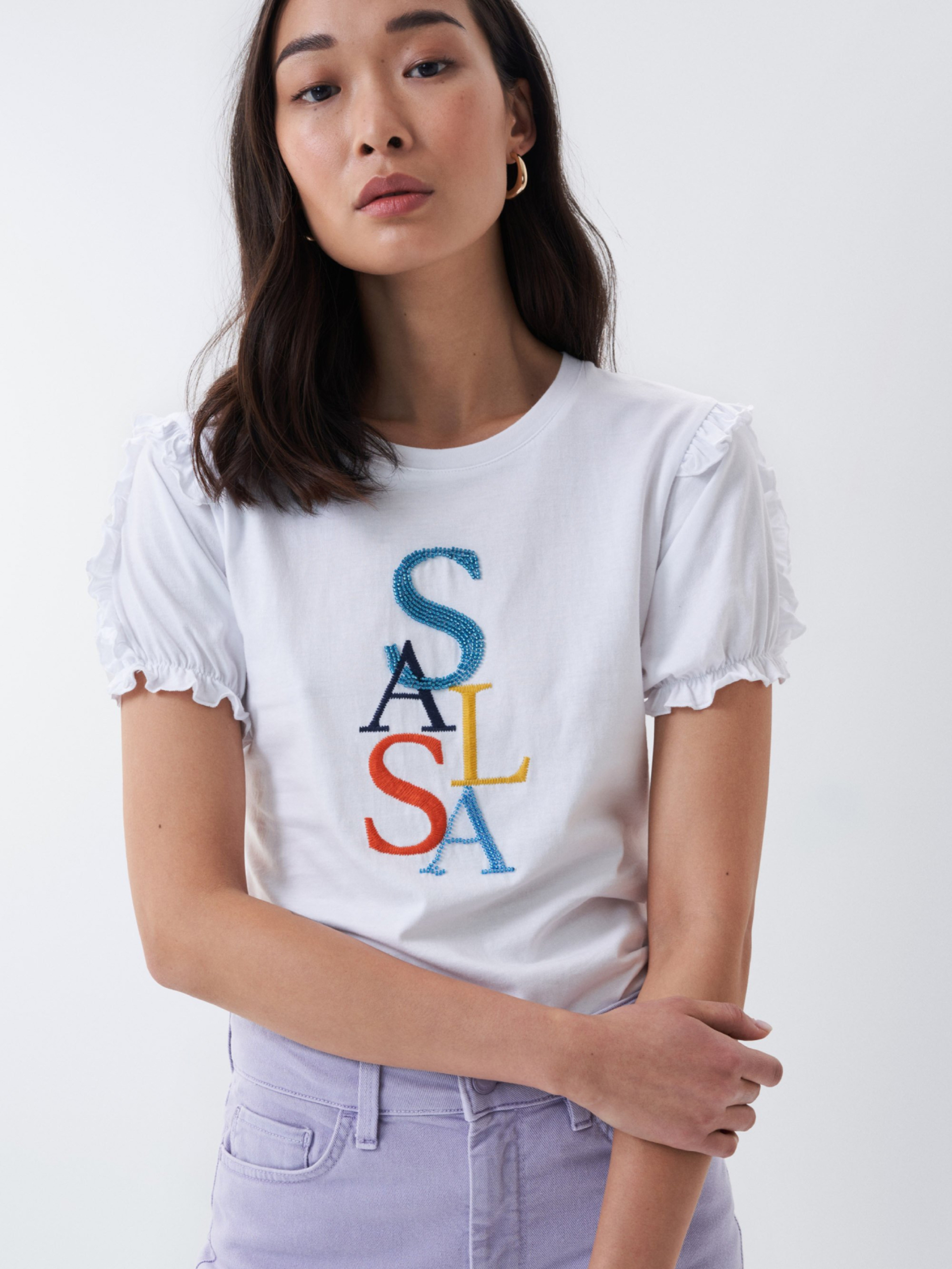 Levně Salsa Jeans dámské bílé tričko - S (1)