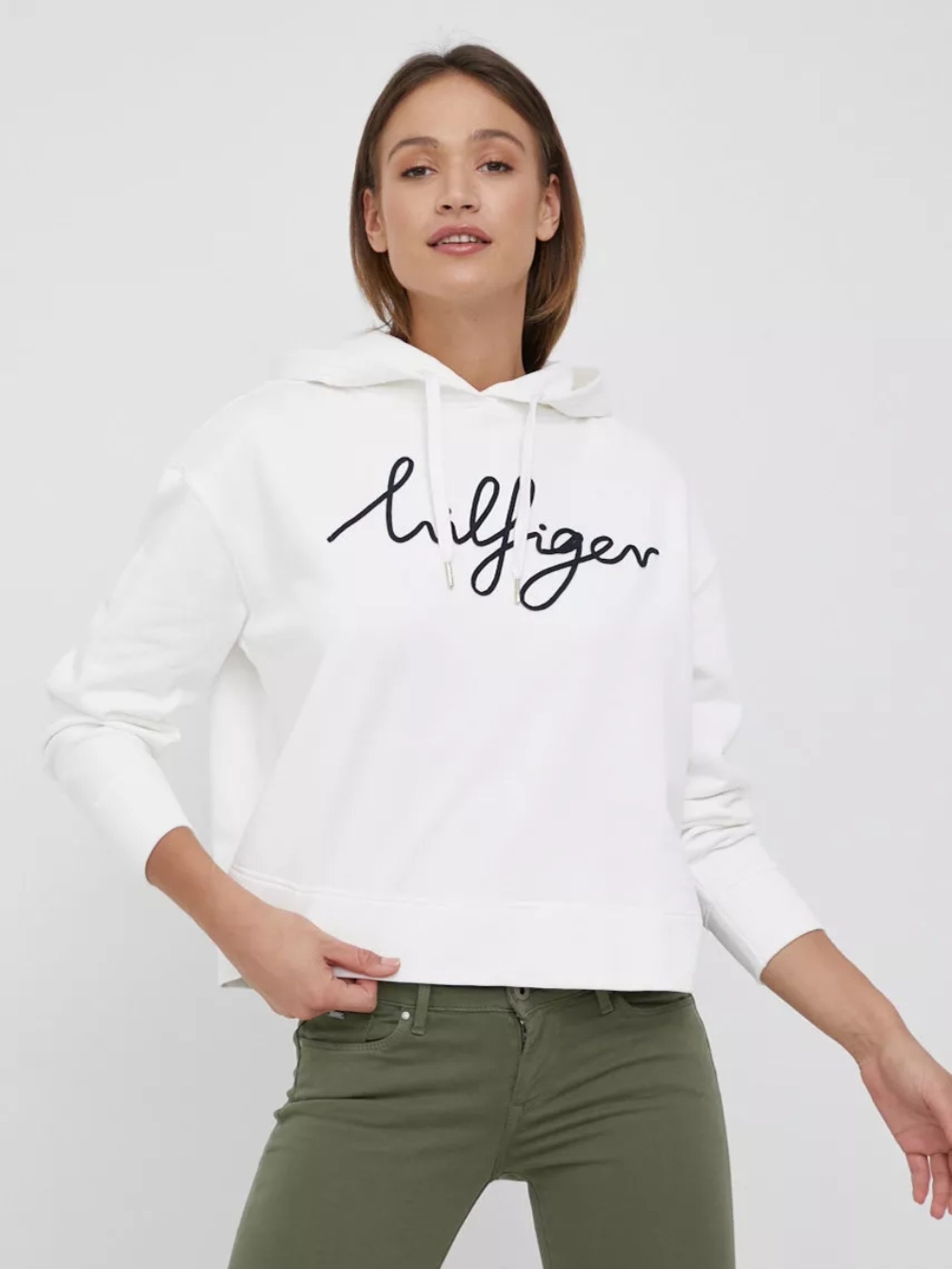 Tommy Hilfiger dámská bílá mikina - XL (YBL)