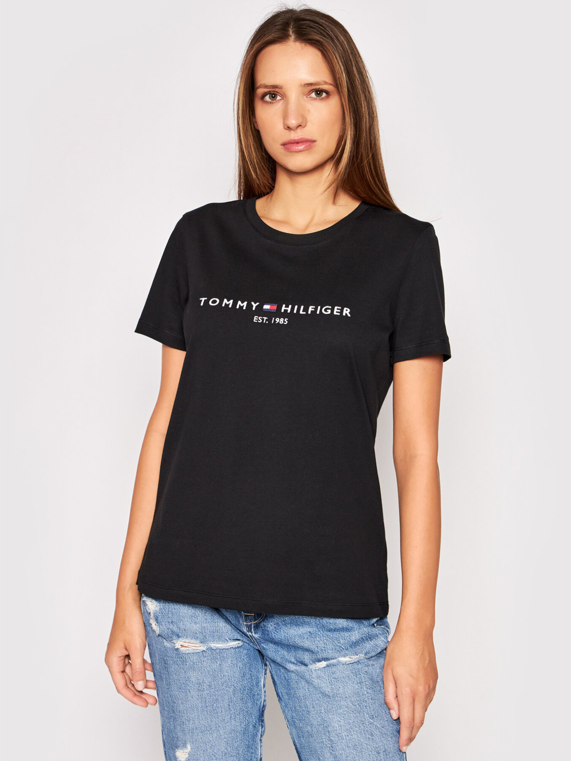 Tommy Hilfiger dámské černé tričko - L (BDS)