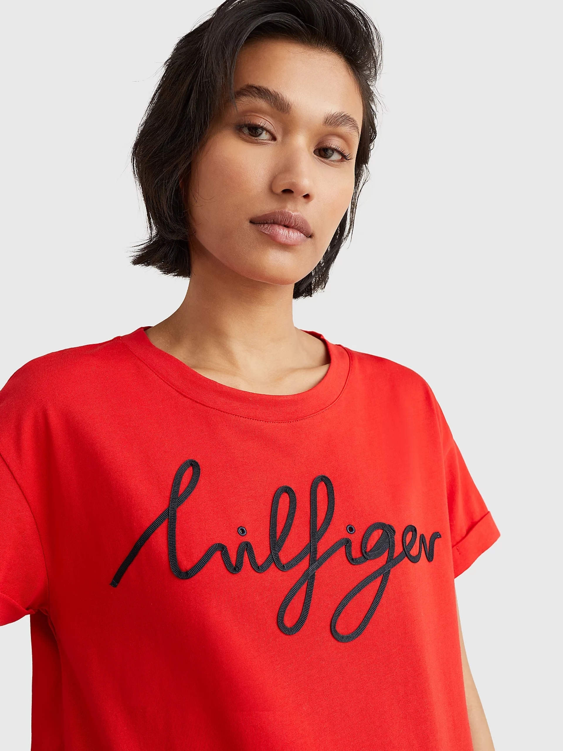 Tommy Hilfiger dámské červené tričko - XS (SNE)