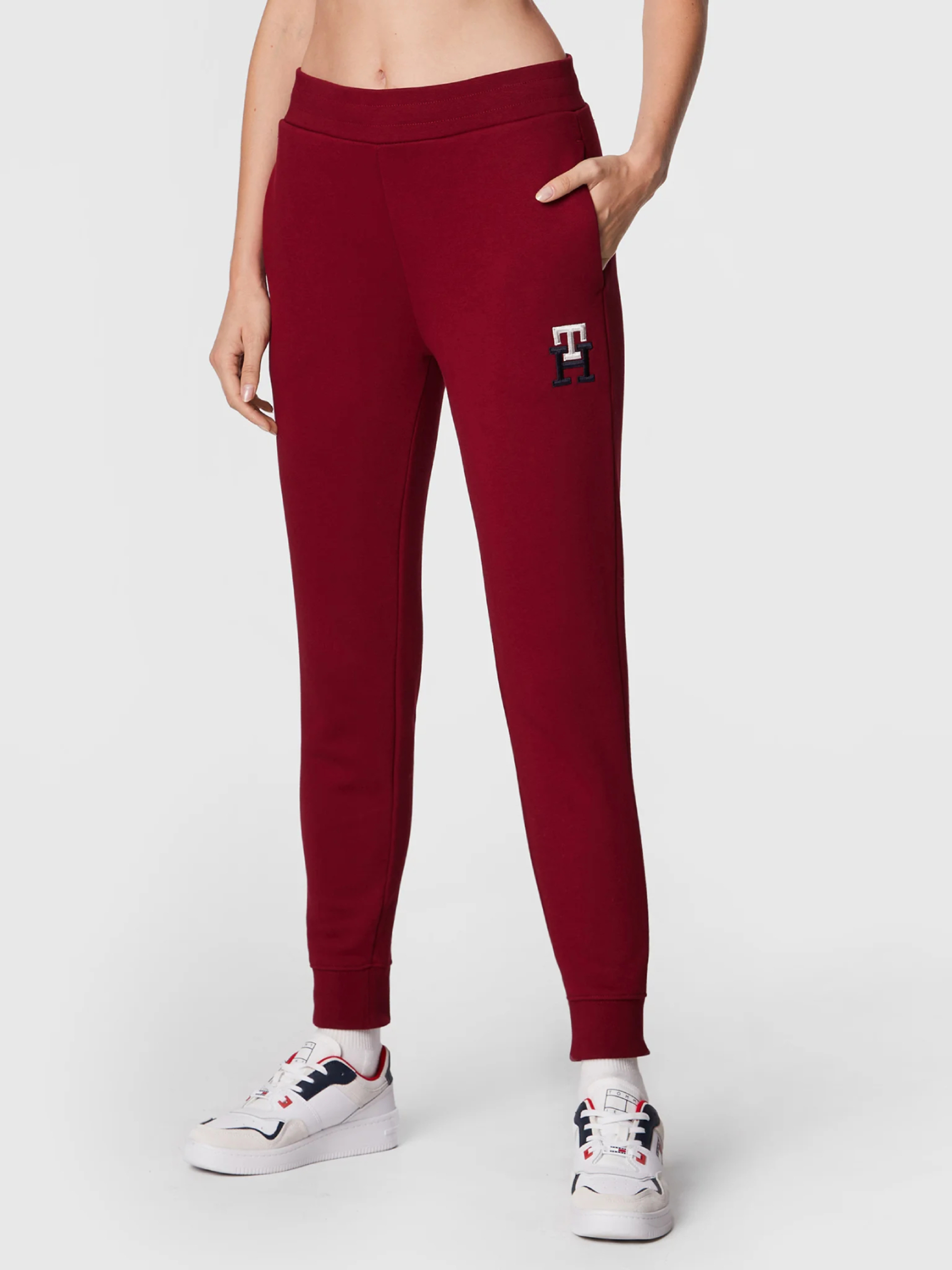 Tommy Hilfiger dámské vínové tepláky - M (XJS)