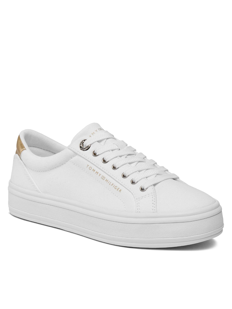 Tommy Hilfiger dámské bílé tenisky Essential Vulc Canvas Sneaker - 40 (YBS)