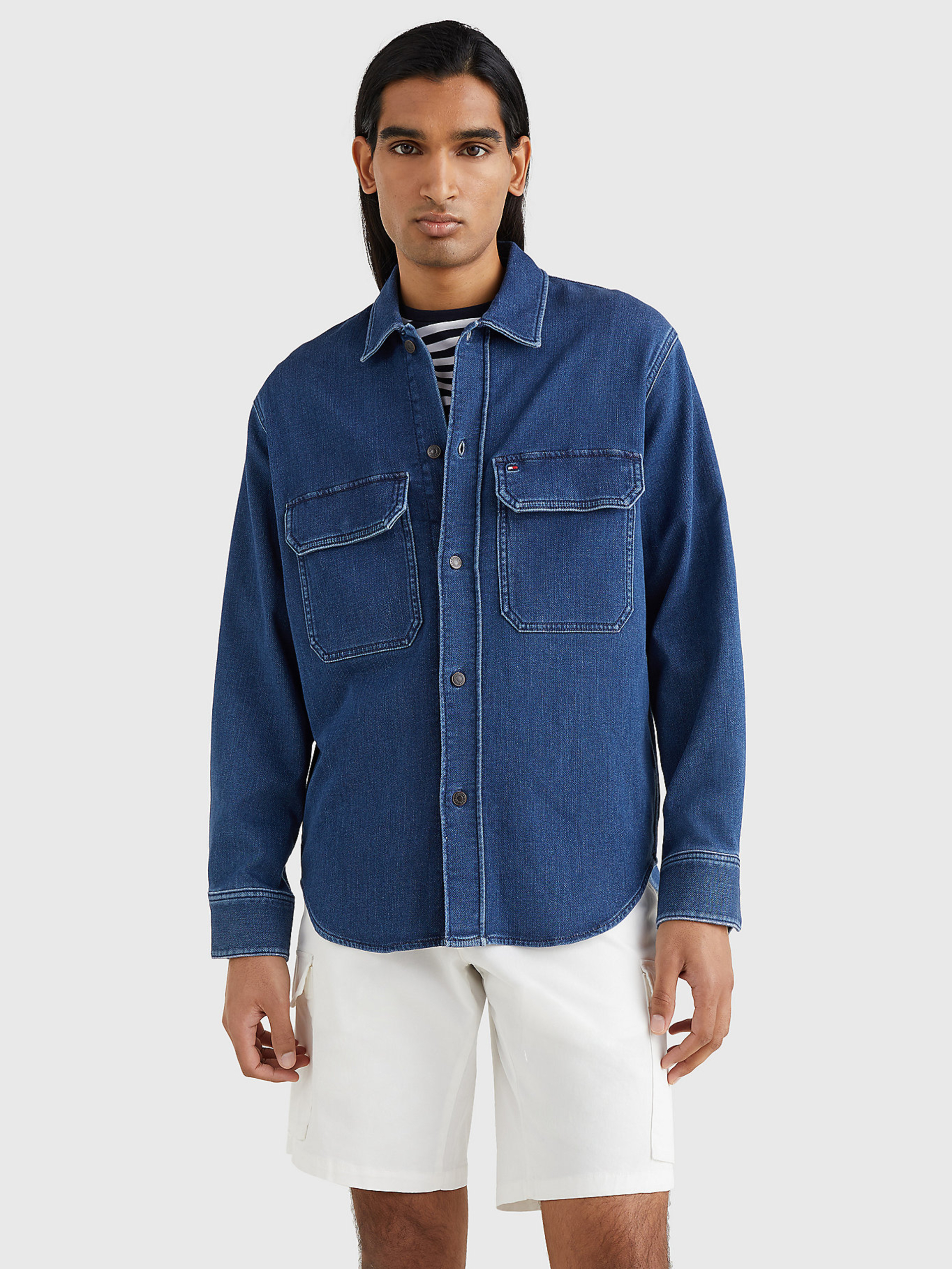 Tommy Hilfiger pánská modrá džínová košile - XXL (1BF)