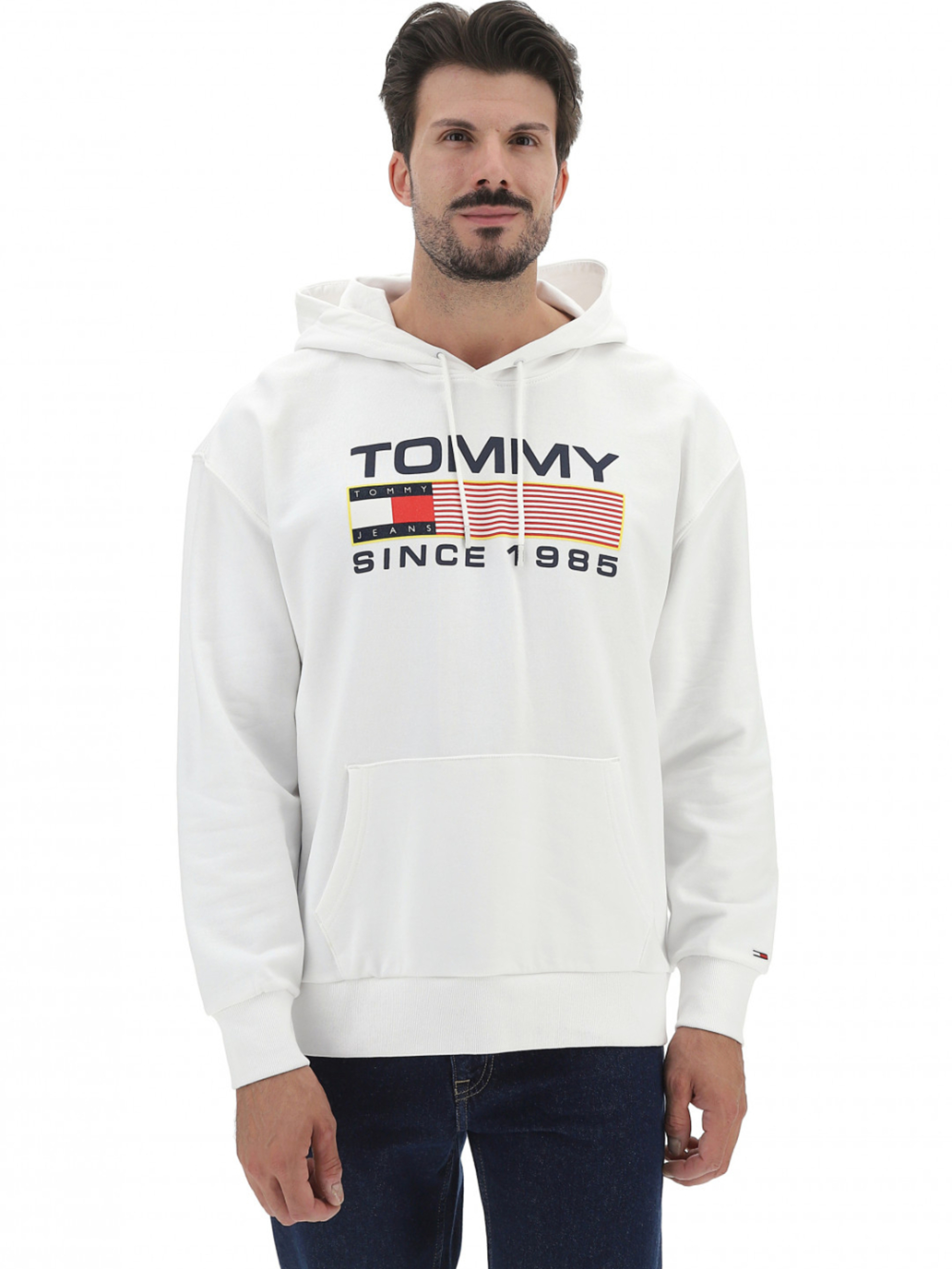 Tommy Jeans pánská bílá mikina - M (YBR)