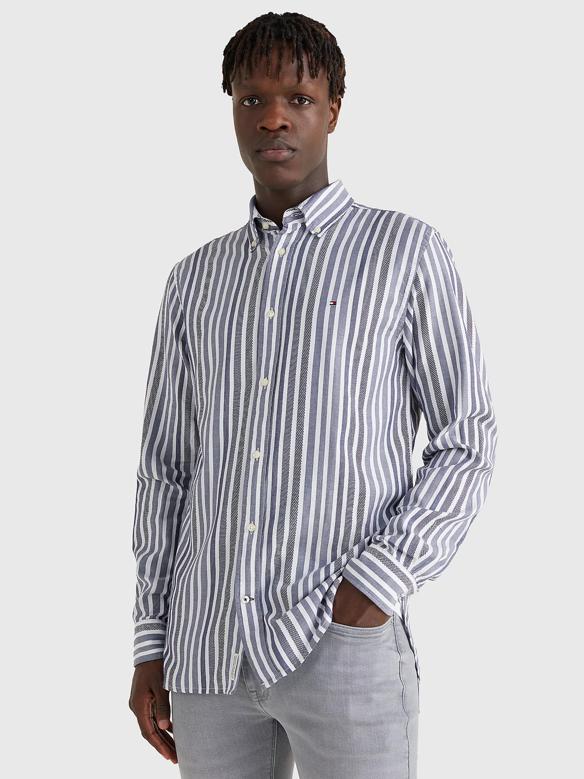 Tommy Hilfiger pánská pruhovaná košile - XL (0A4)
