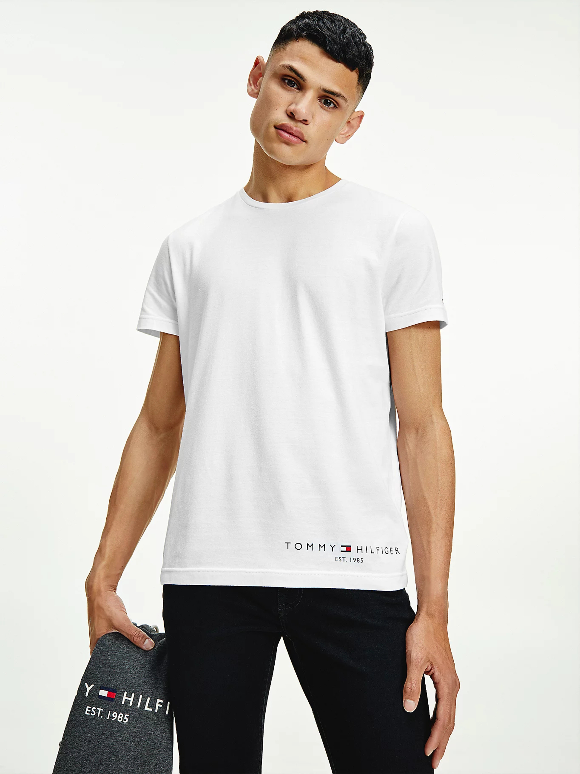 Tommy Hilfiger pánské bílé triko Logo - M (YBR)