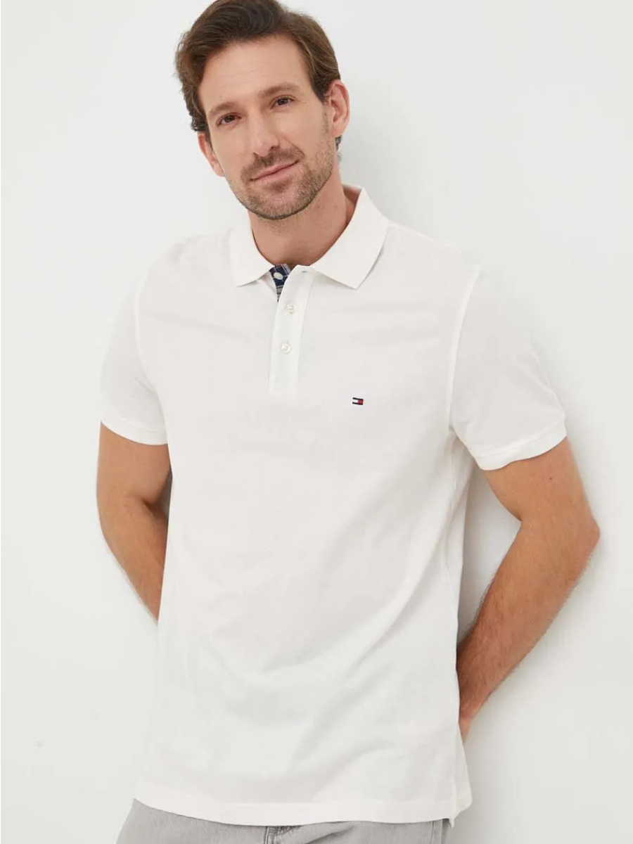 Tommy Hilfiger pánské bílé polo tričko. - M (YBH)