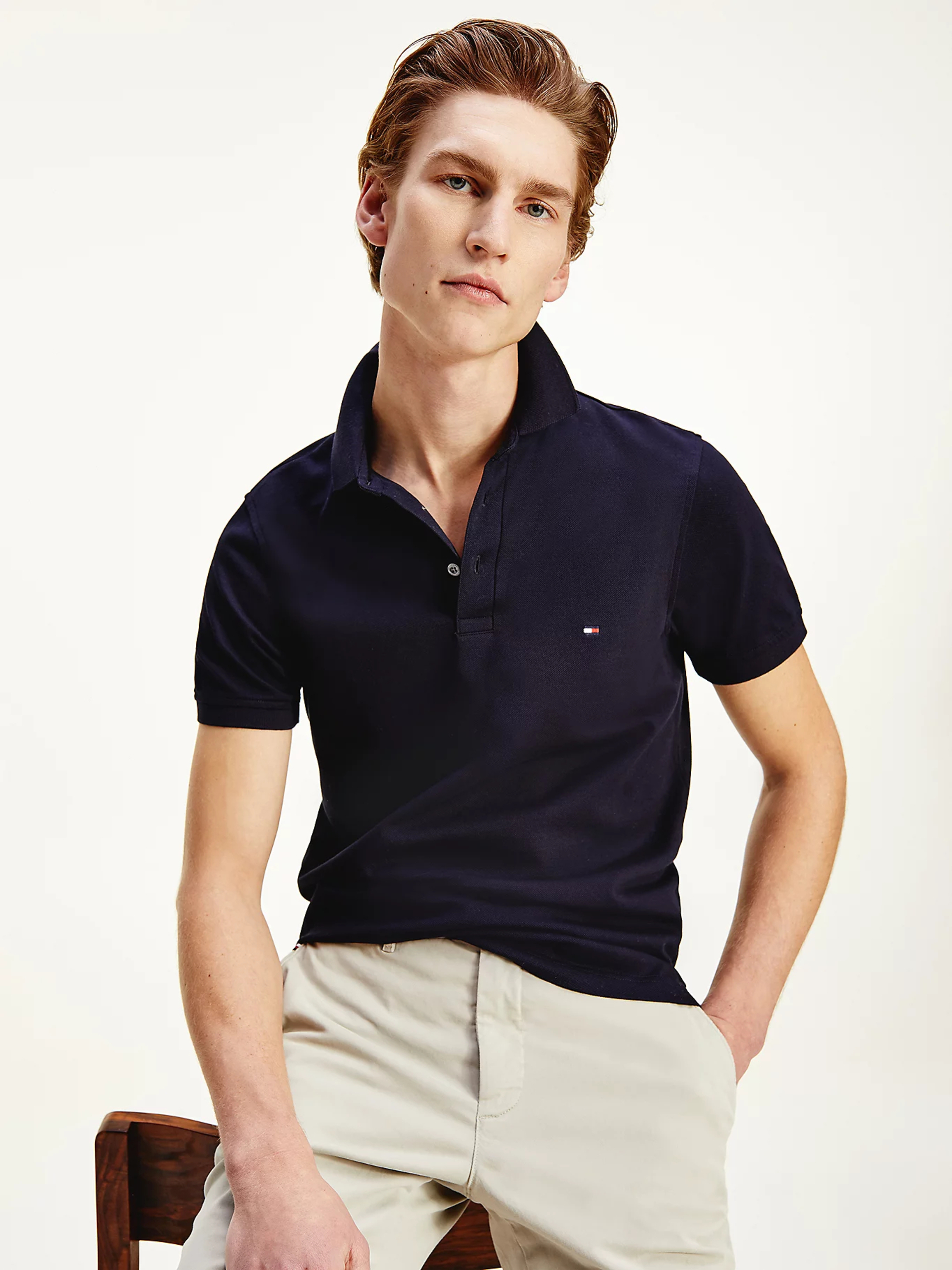 Tommy Hilfiger pánské tmavě modré polo tričko - L (DW5)