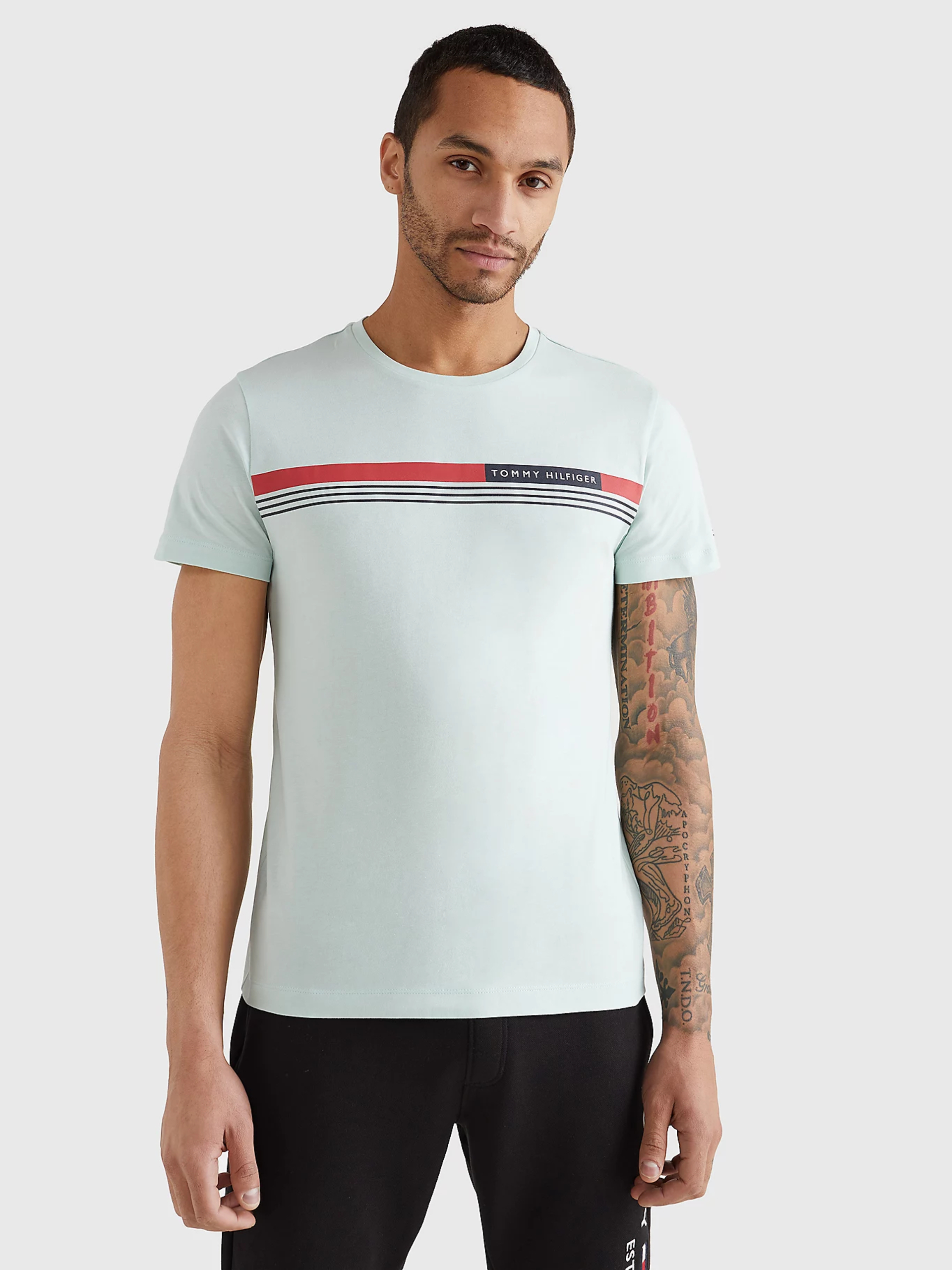 Tommy Hilfiger pánské světle tyrkysové tričko - S (LZV)