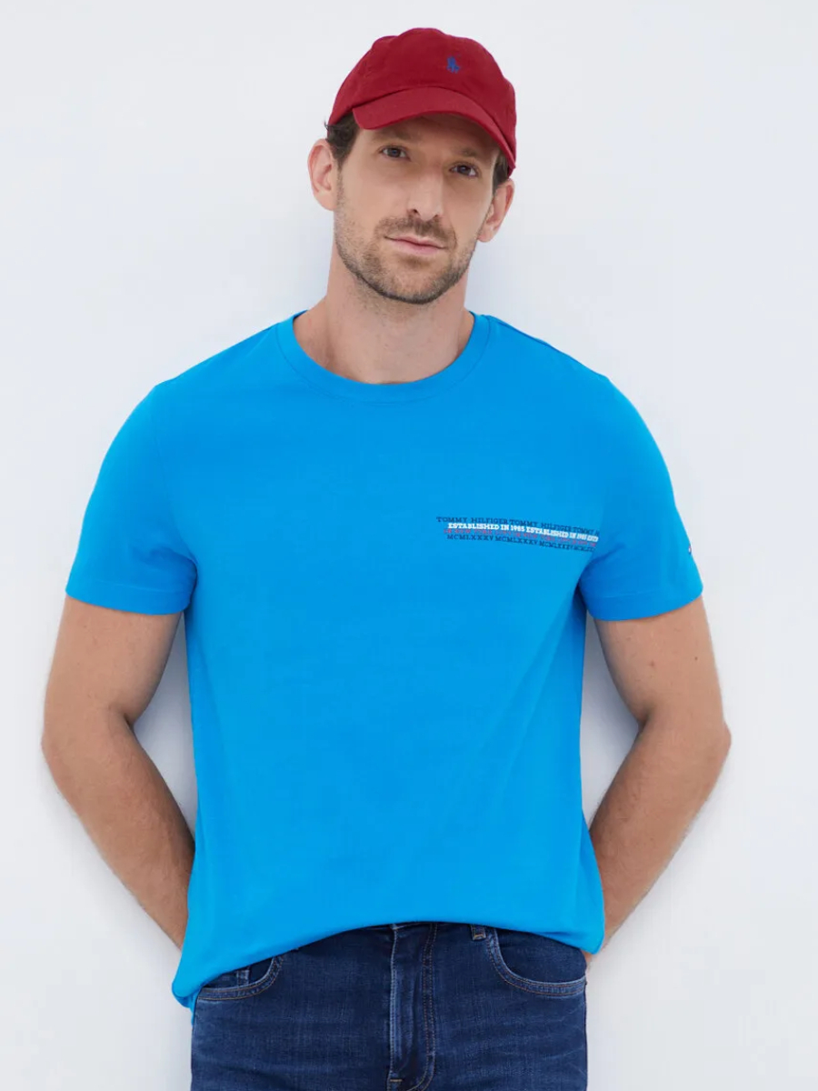 Levně Tommy Hilfiger pánské modré tričko - L (CZU)
