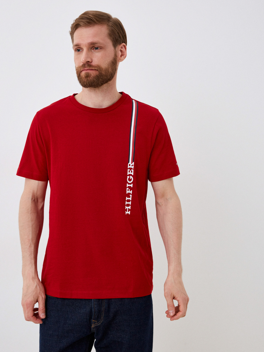 Levně Tommy Hilfiger pánské červené tričko - L (XMP)