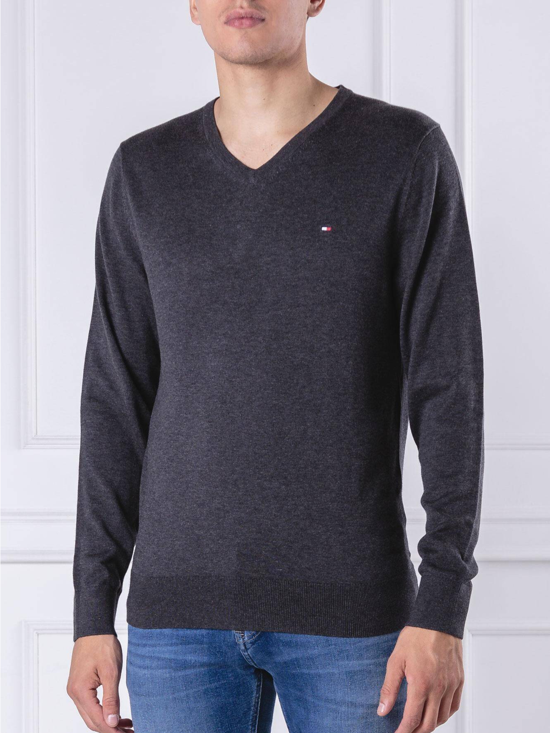 Tommy Hilfiger pánský tmavě šedý svetr - XXL (093)