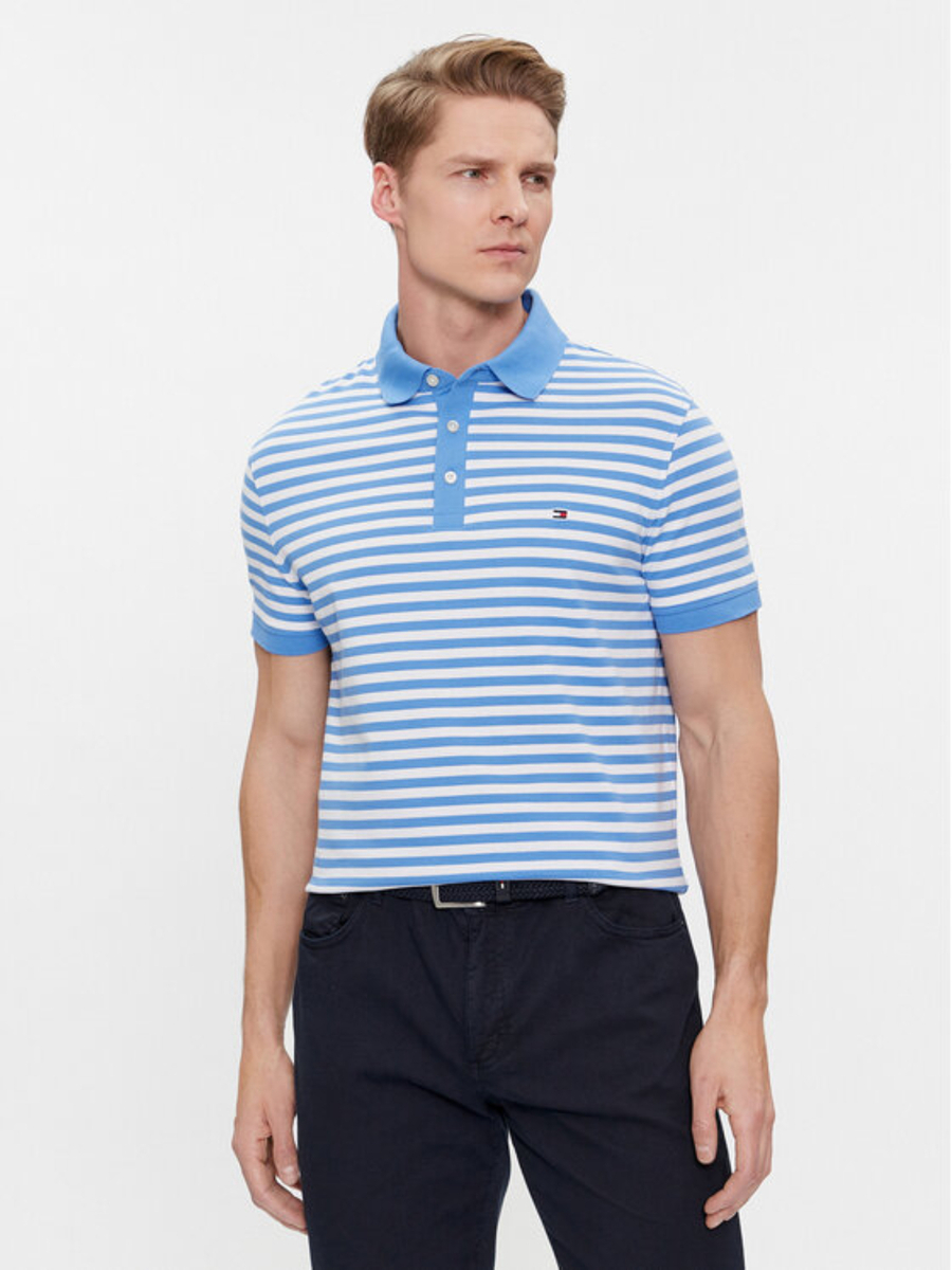 Tommy Hilfiger pánské modré pruhované polo tričko - M (0A6)