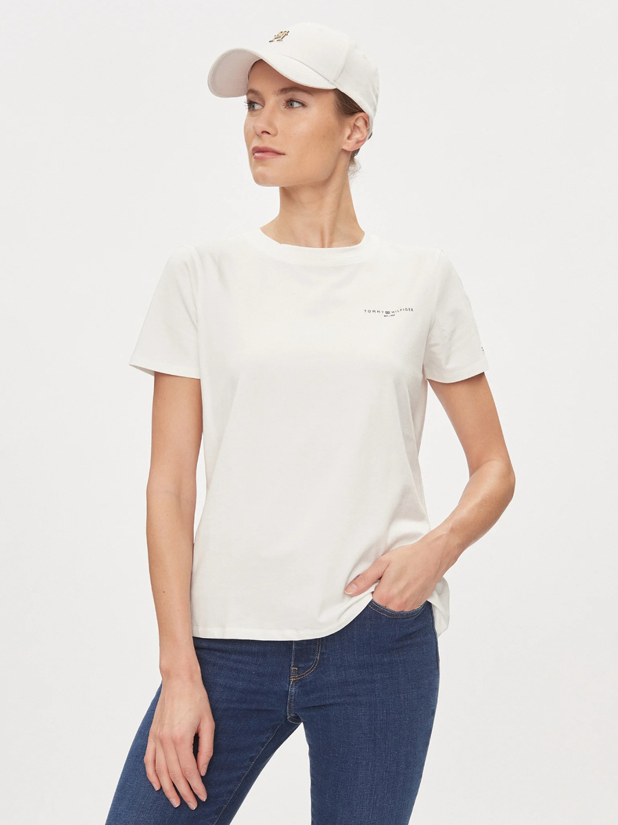 Levně Tommy Hilfiger dámské bílé tričko - XS (YBL)