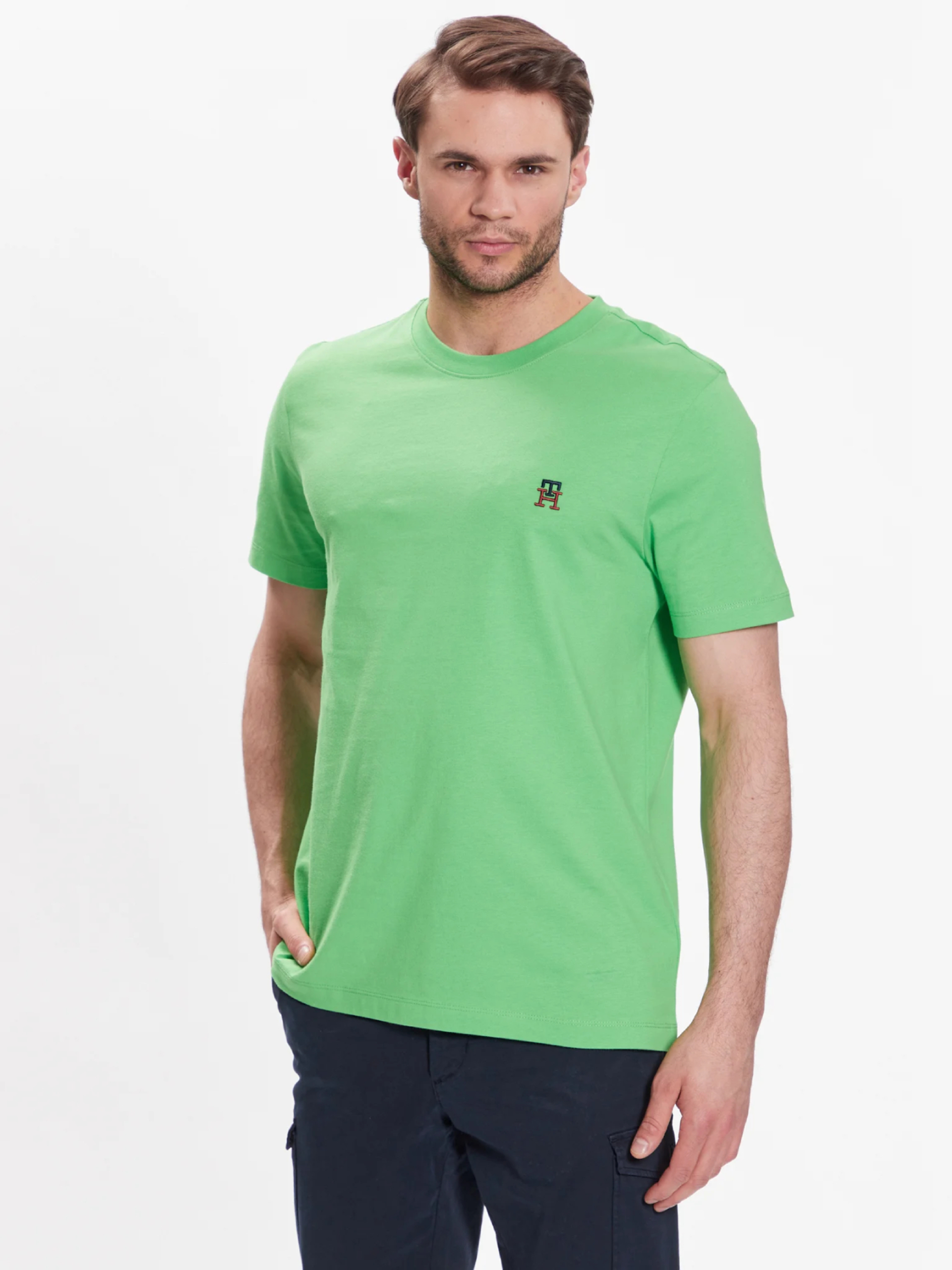Tommy Hilfiger pánské zelené tričko - XL (LWY)