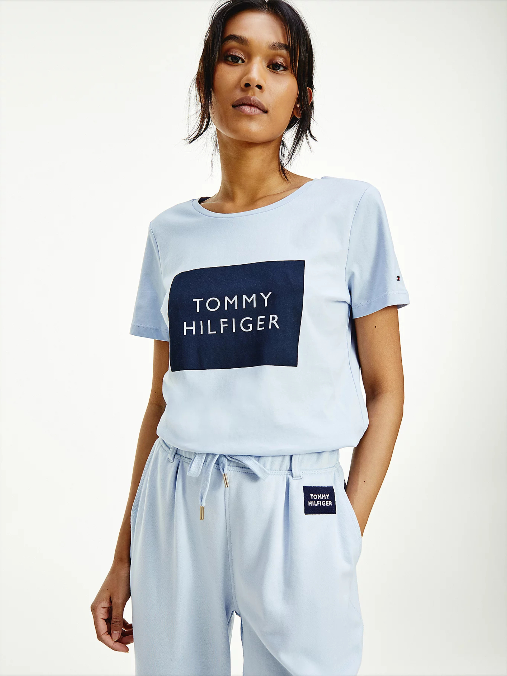 Tommy Hilfiger dámské modré tričko Box
