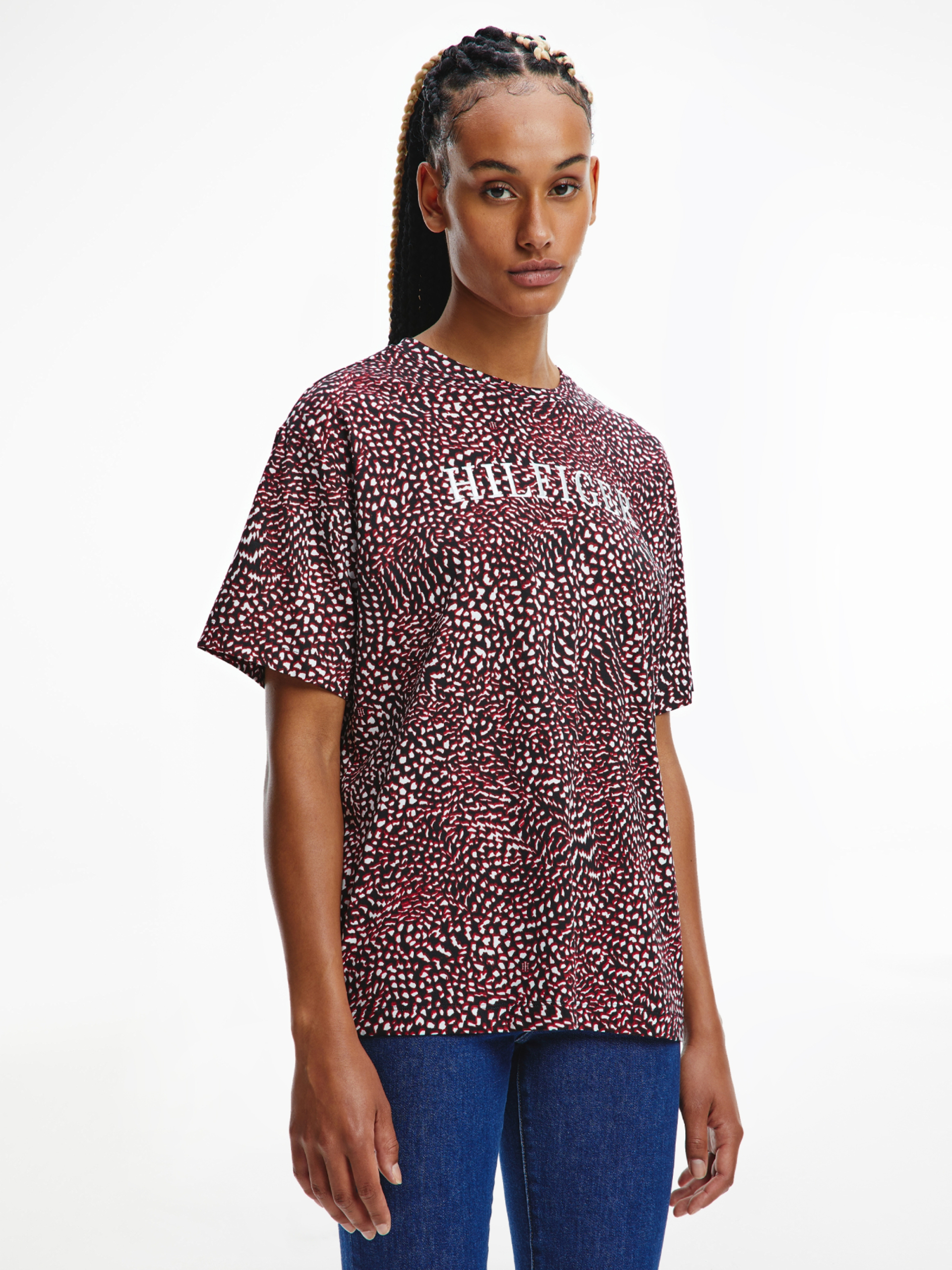 Tommy Hilfiger dámské vzorované tričko - S (01K)