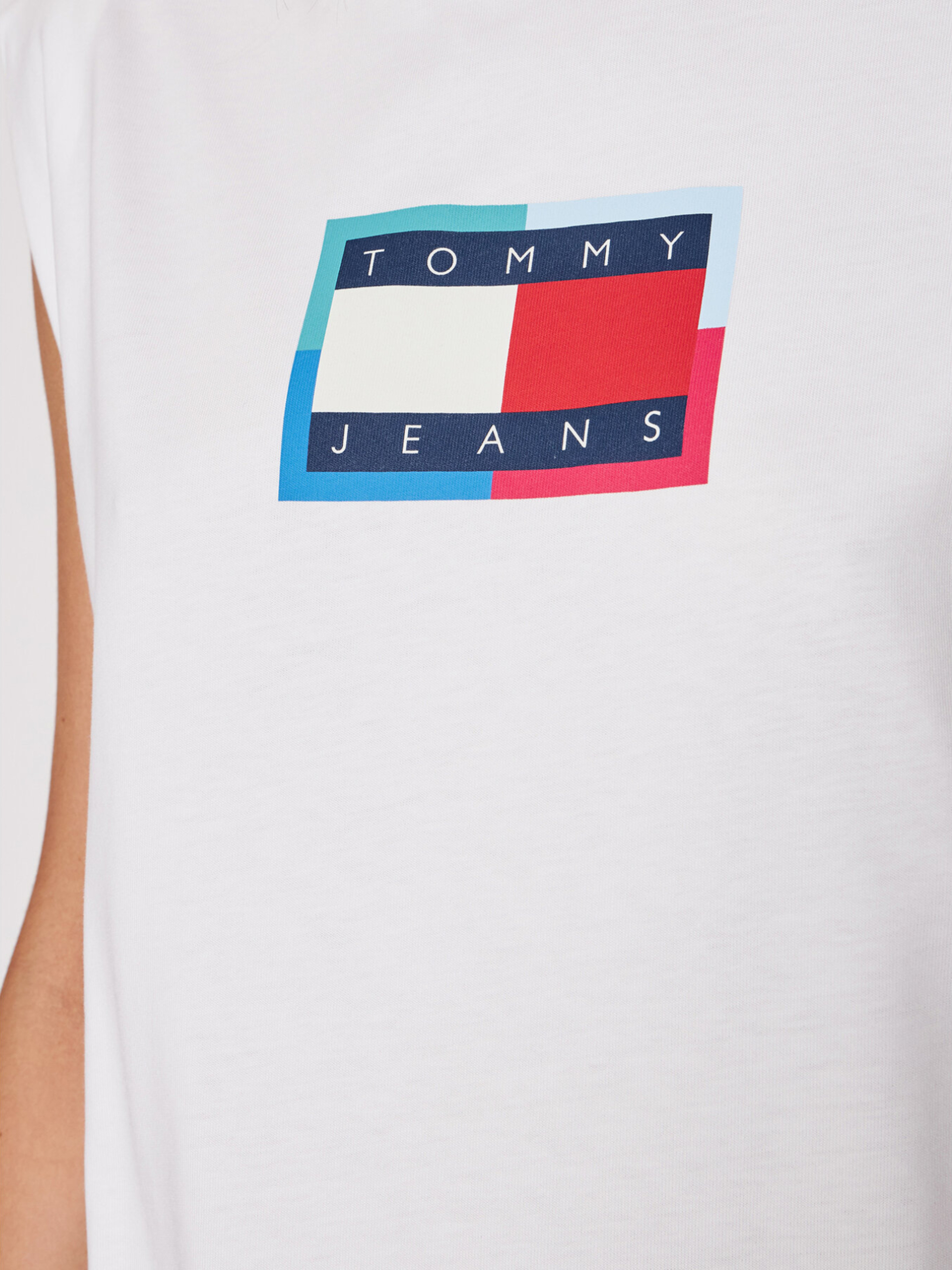 Tommy Jeans dámské bílé šaty LOGO FLAG - XS (YBR)