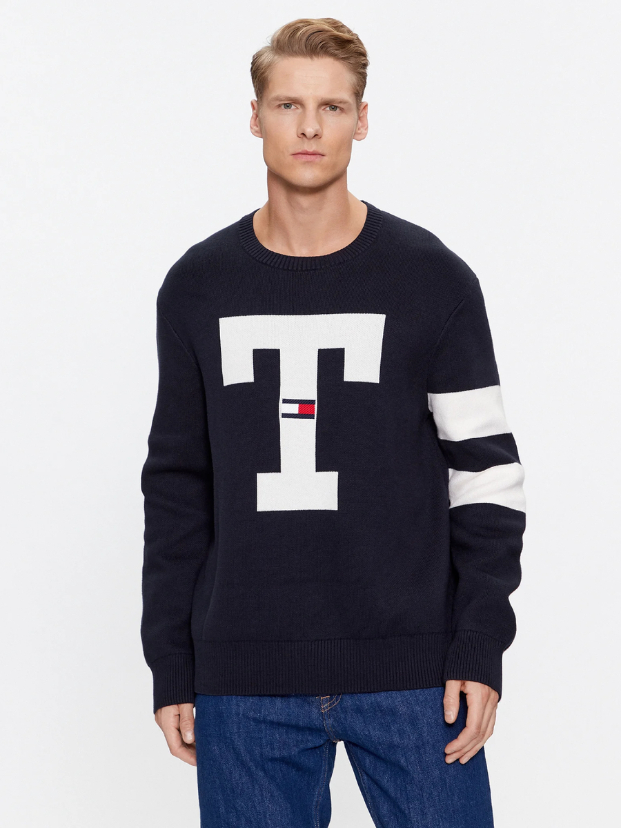 Tommy Jeans pánský tmavě modrý svetr - XL (DW5)