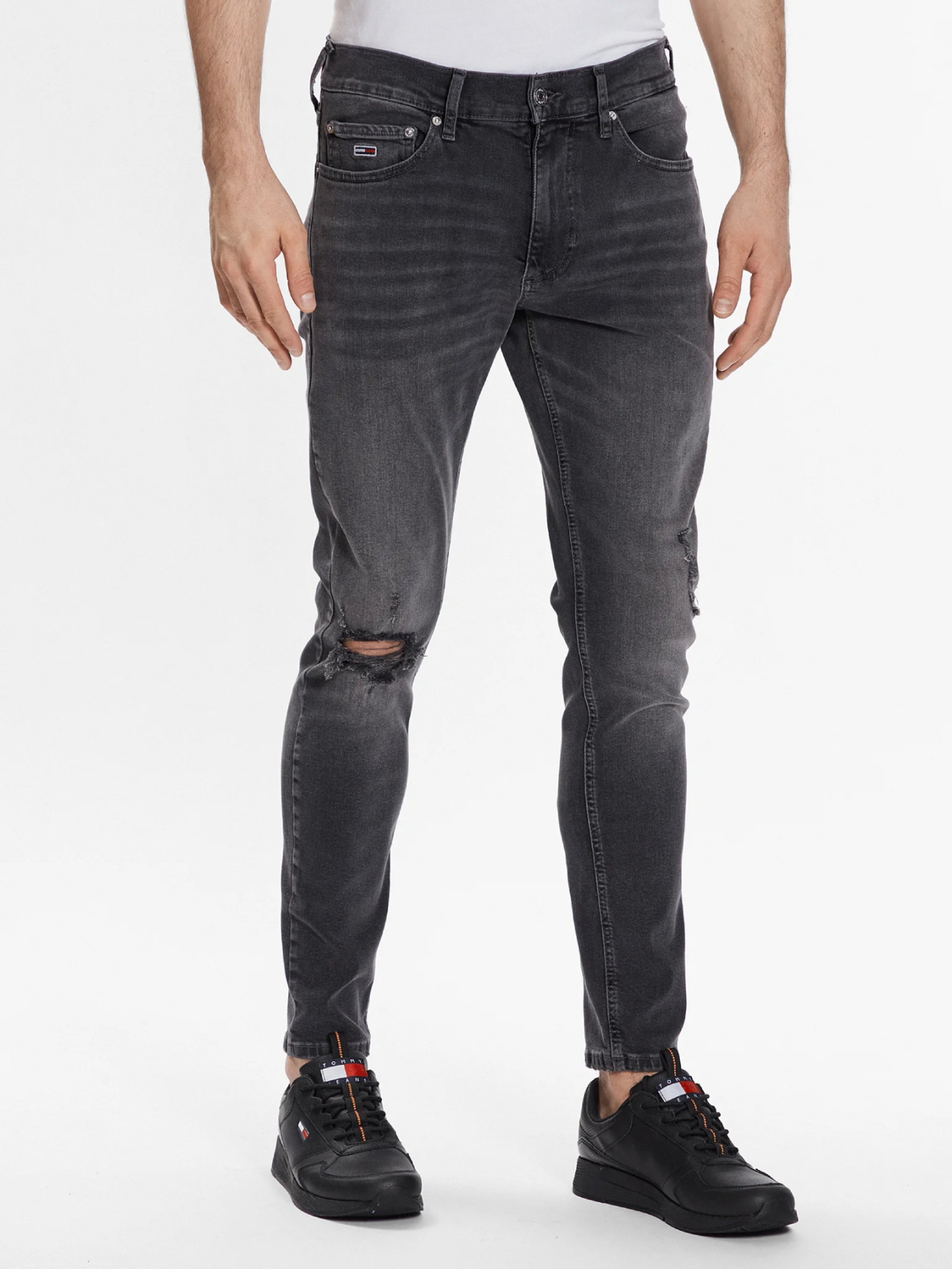 Tommy Jeans pánské tmavě šedé džíny SCANTON  - 33/30 (1BZ)