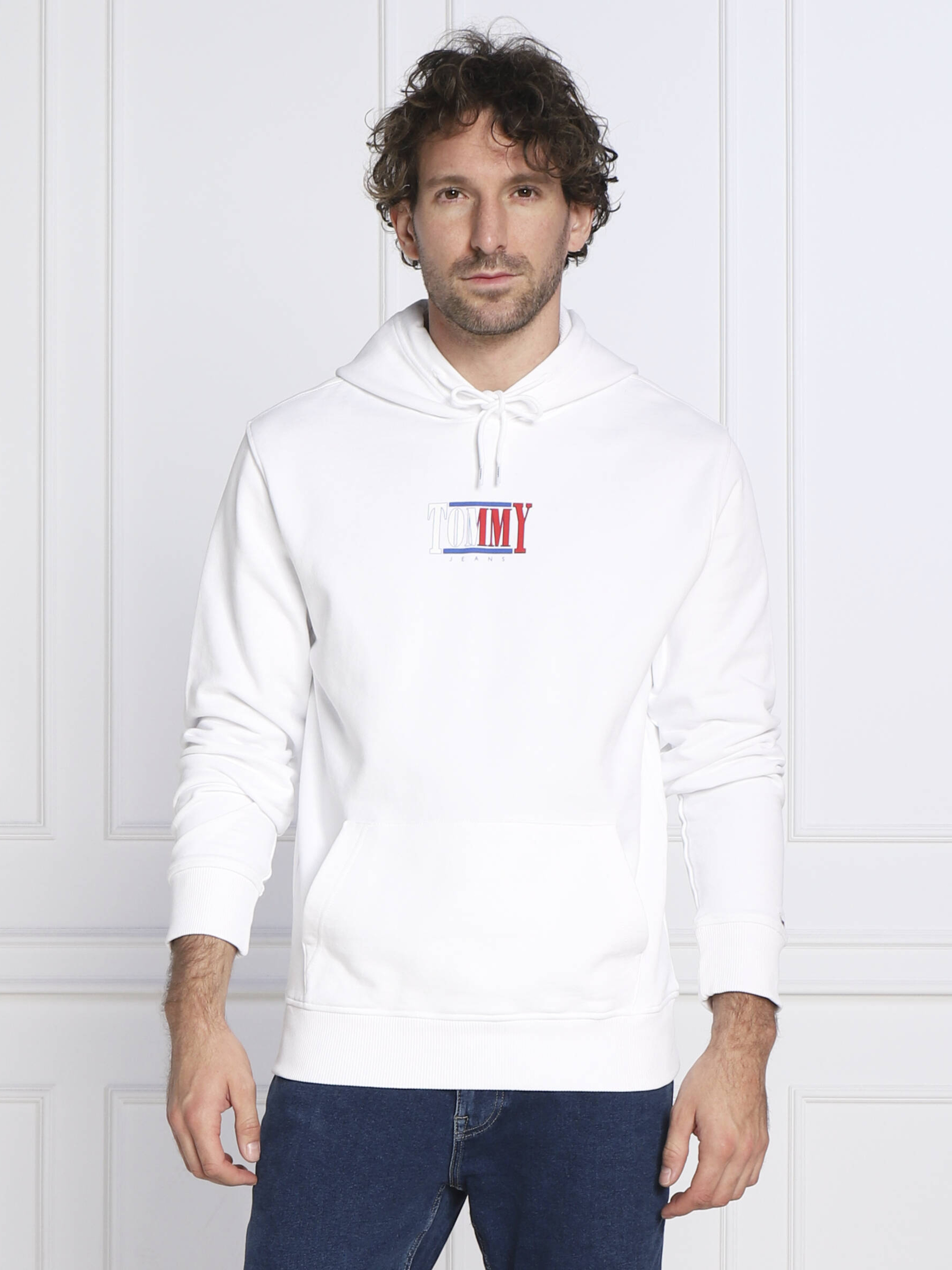 Tommy Jeans pánská bílá mikina - XL (YBR)