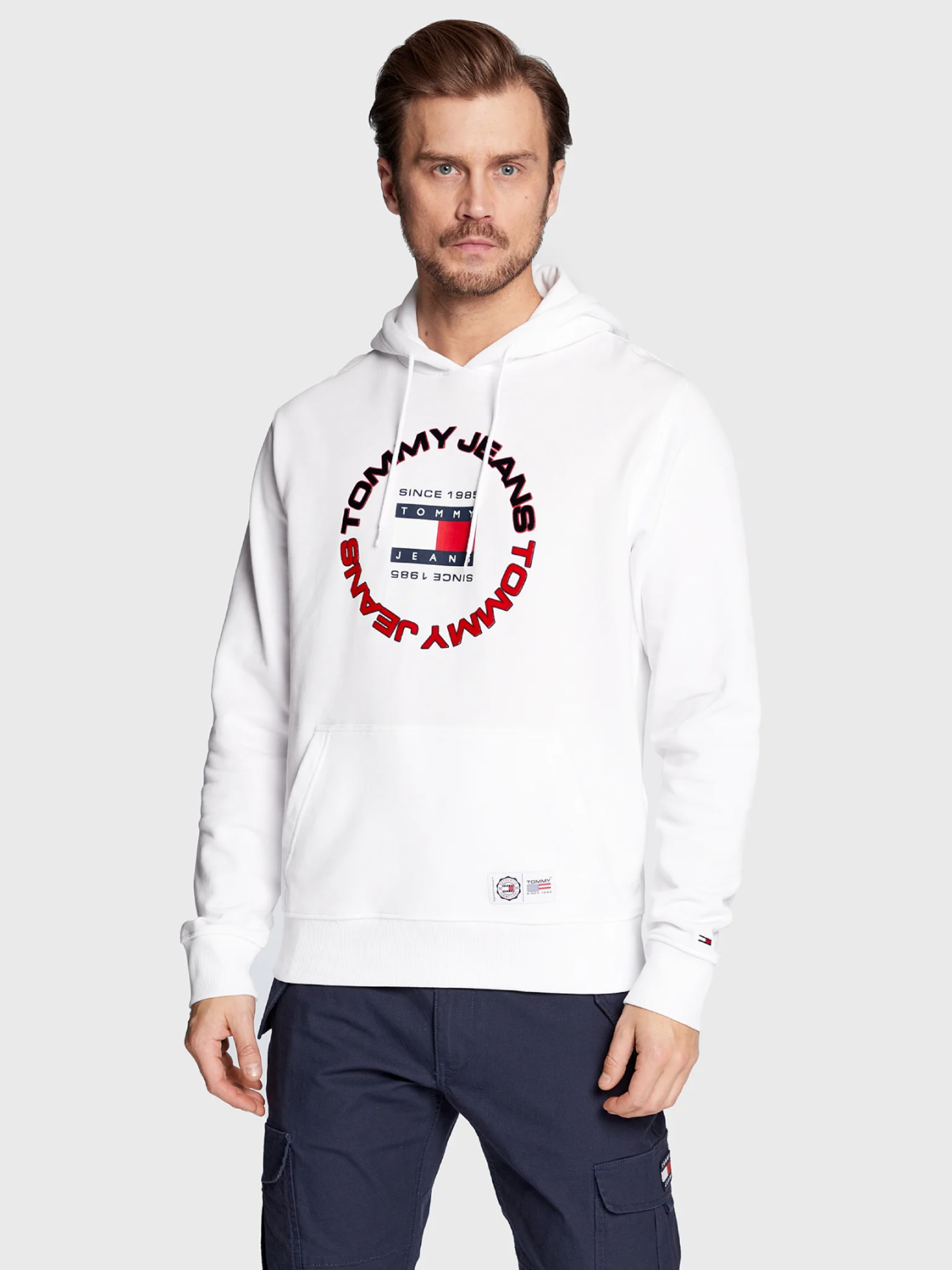 Tommy Jeans pánská bílá mikina - L (YBR)