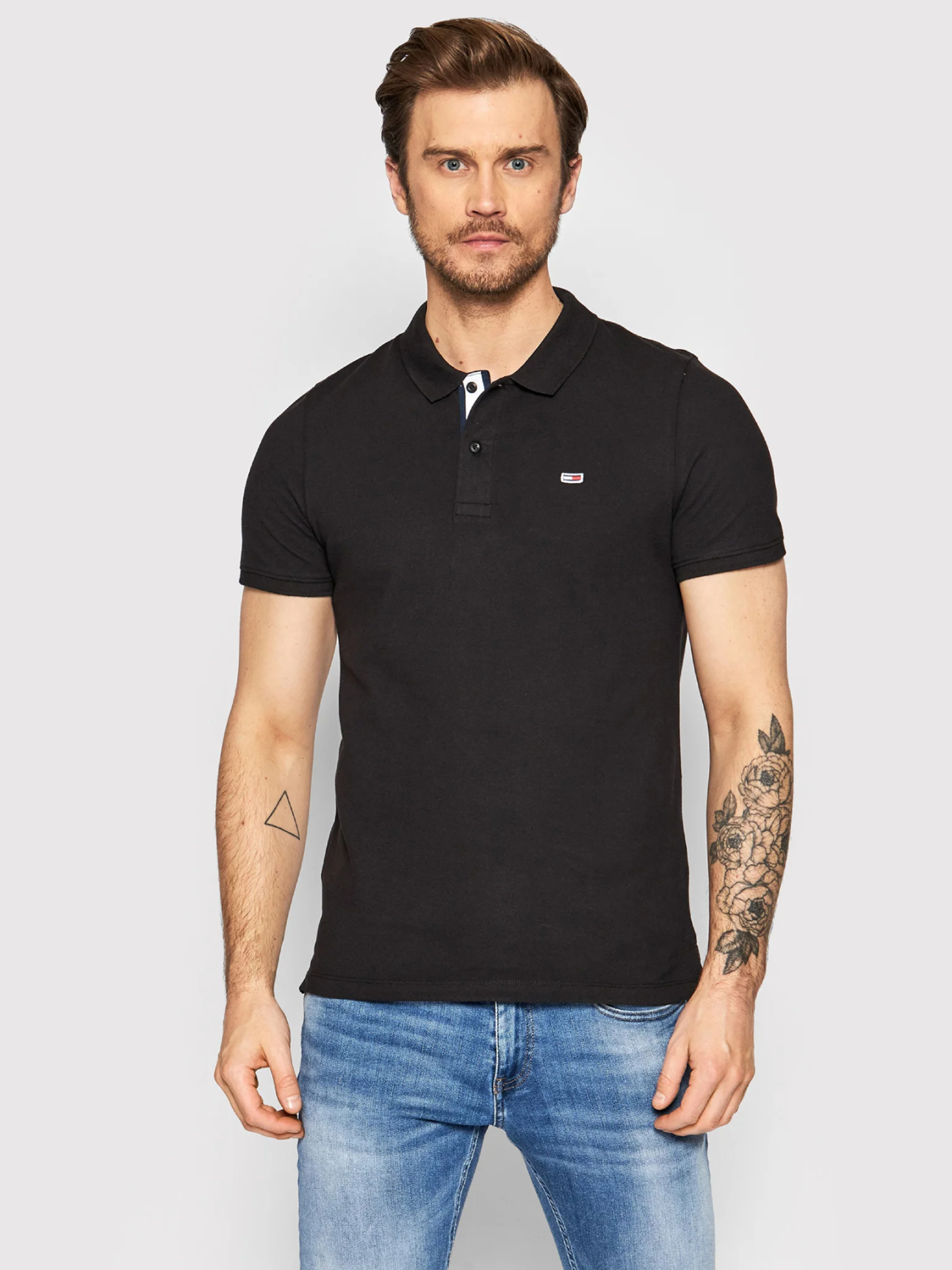 Tommy Jeans pánské černé polo tričko - L (BDS)