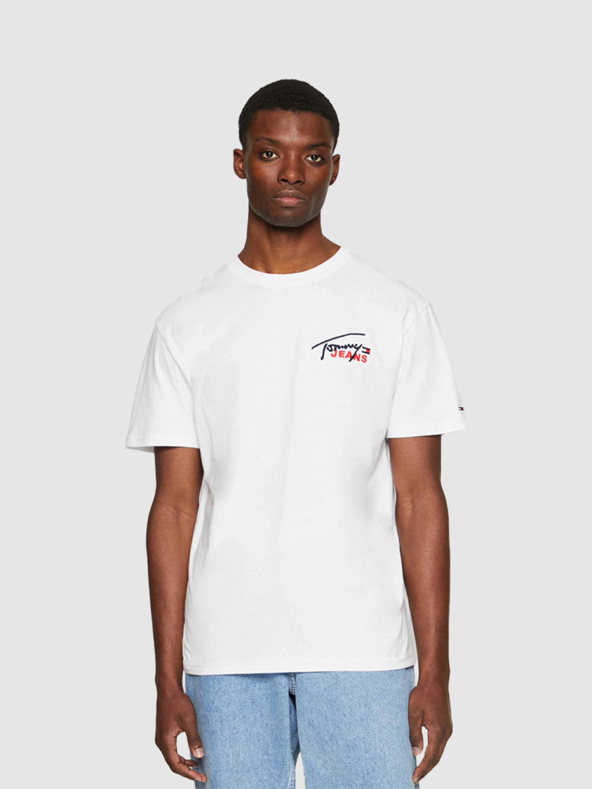 Tommy Jeans pánské bílé tričko. - XL (YBR)