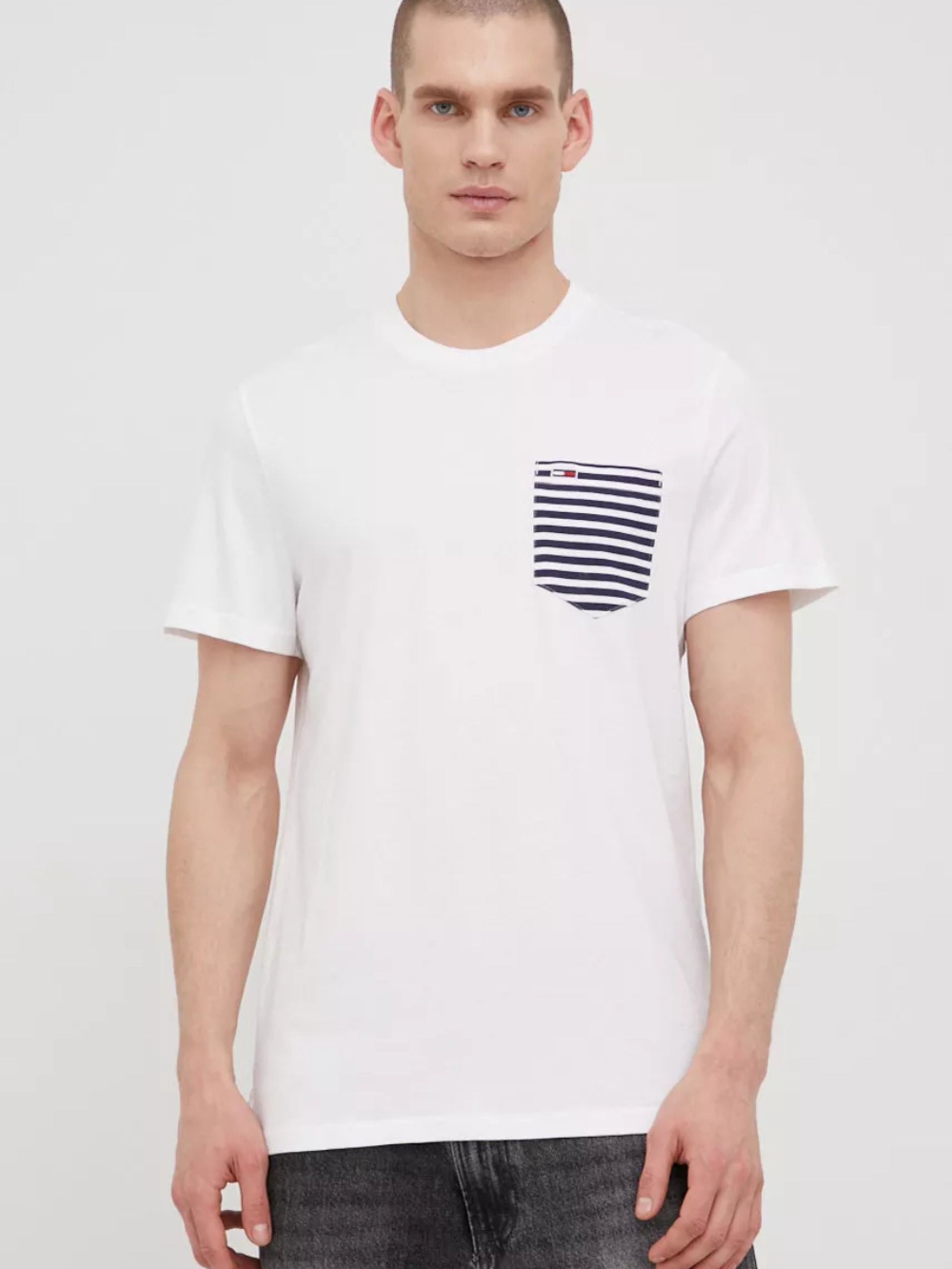 Tommy Jeans pánské bílé tričko - XXL (YBR)