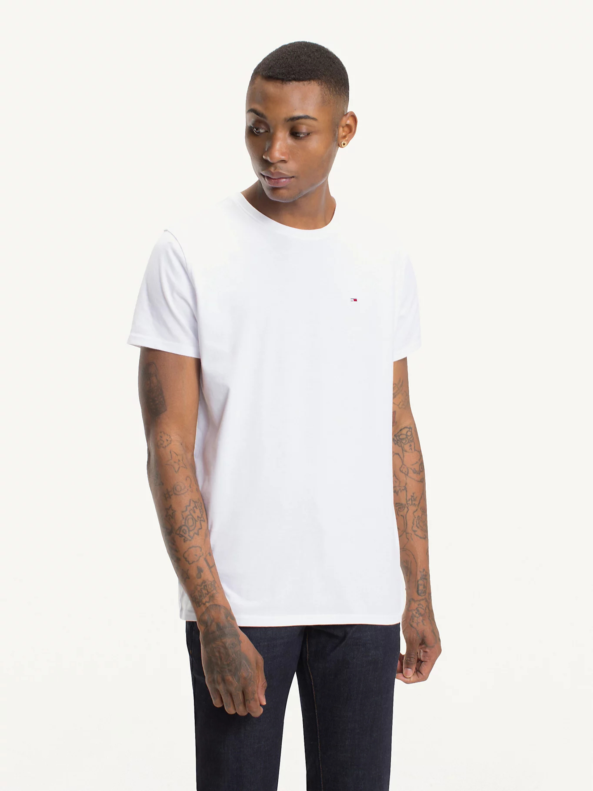 Tommy Jeans pánské bílé tričko - M (100)