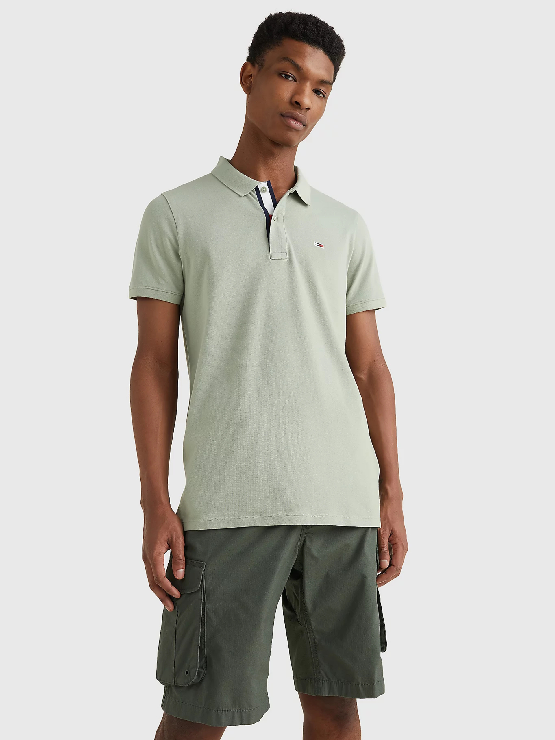 Tommy Jeans pánské světle zelené polo tričko - S (PMI)