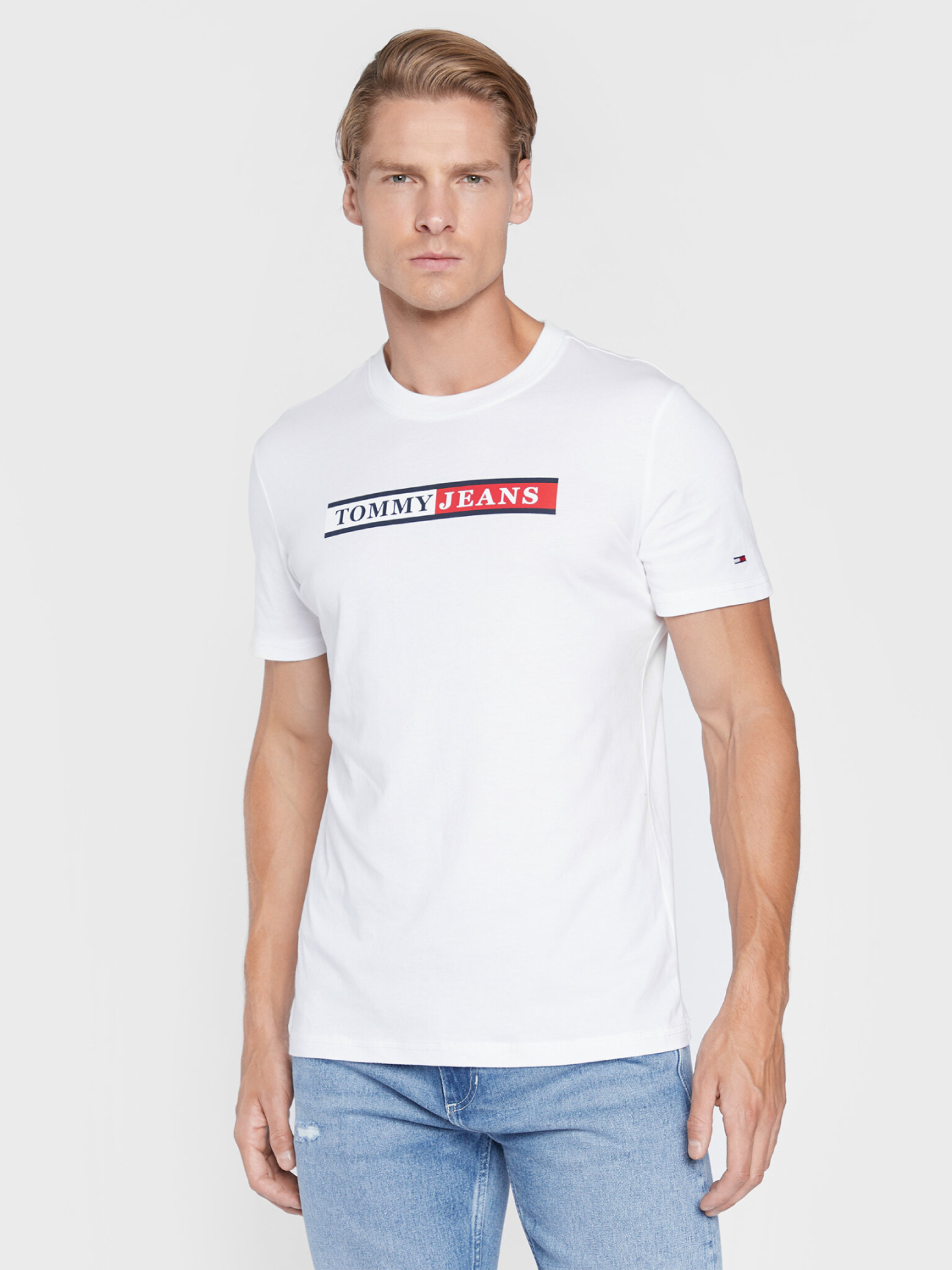 Tommy Jeans pánské bílé tričko Essential - XL (YBR)