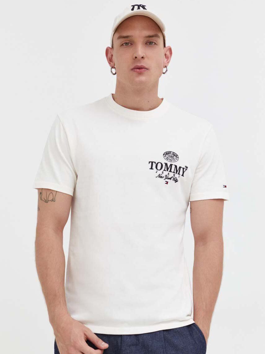 Tommy Jeans pánské bílé tričko - XL (YBH)