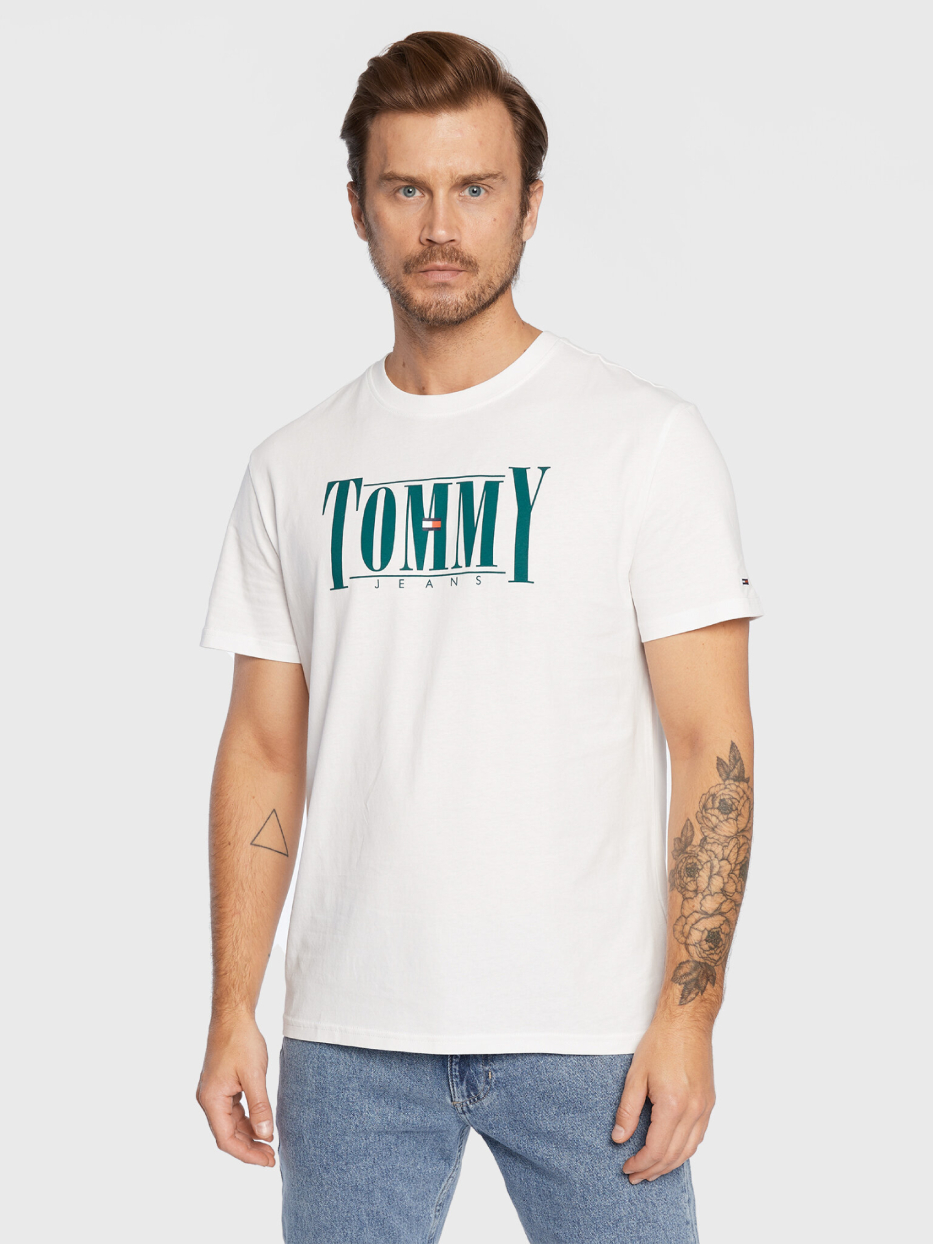 Tommy Jeans pánské bílé tričko - XL (YBR)