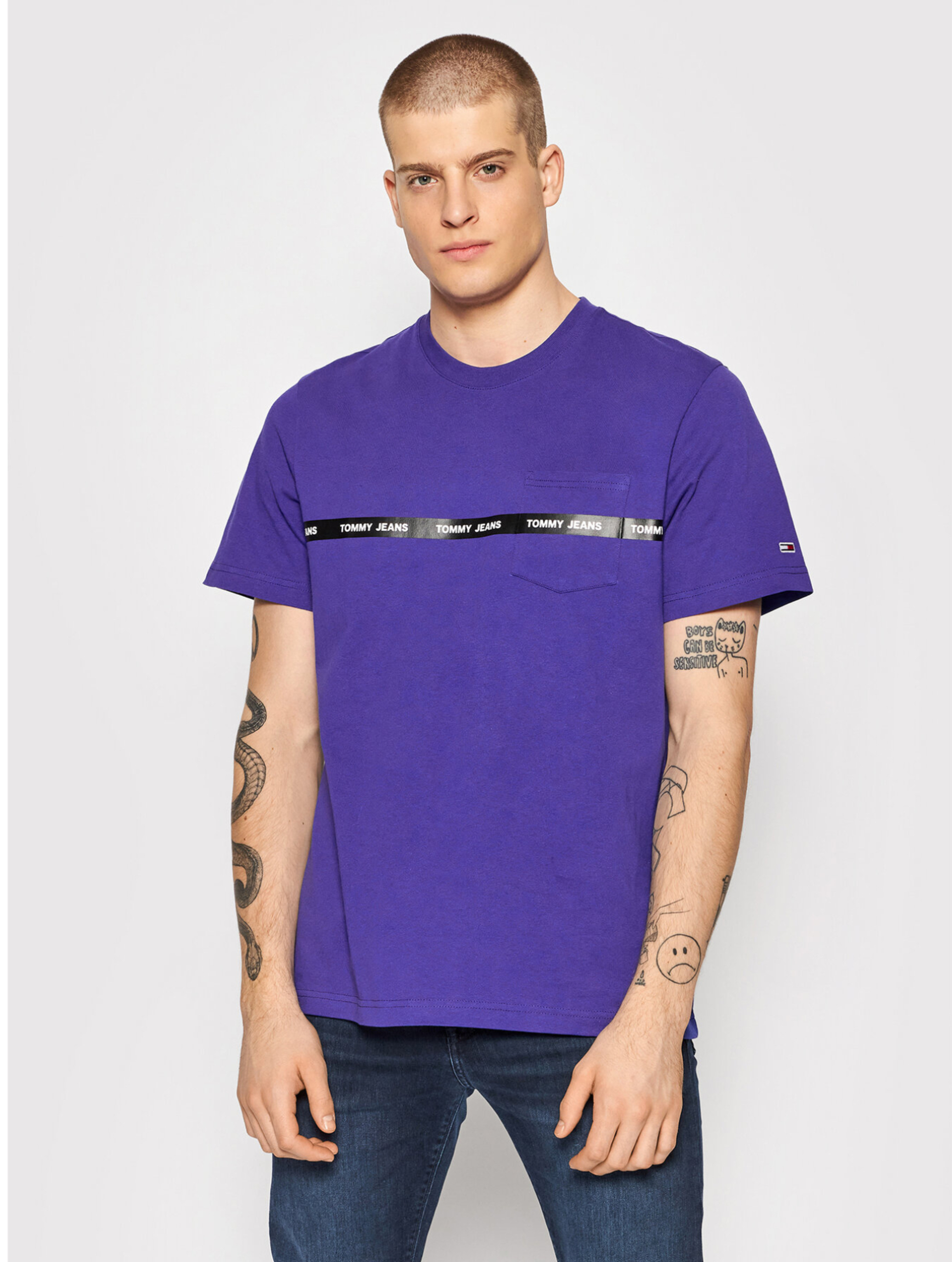 Tommy Jeans pánské fialové tričko Branded - M (VQ6)