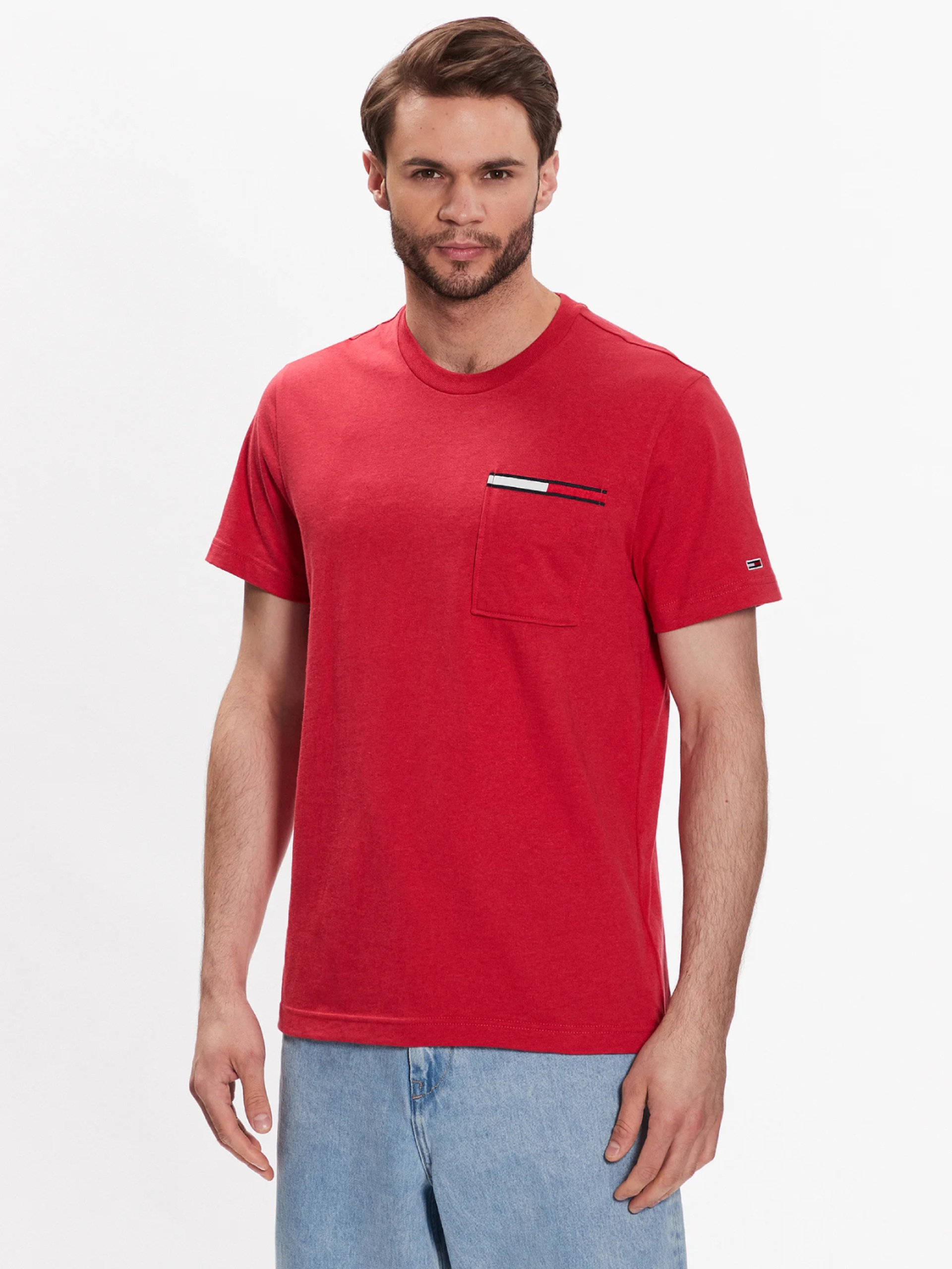 Tommy Jeans pánské červené tričko