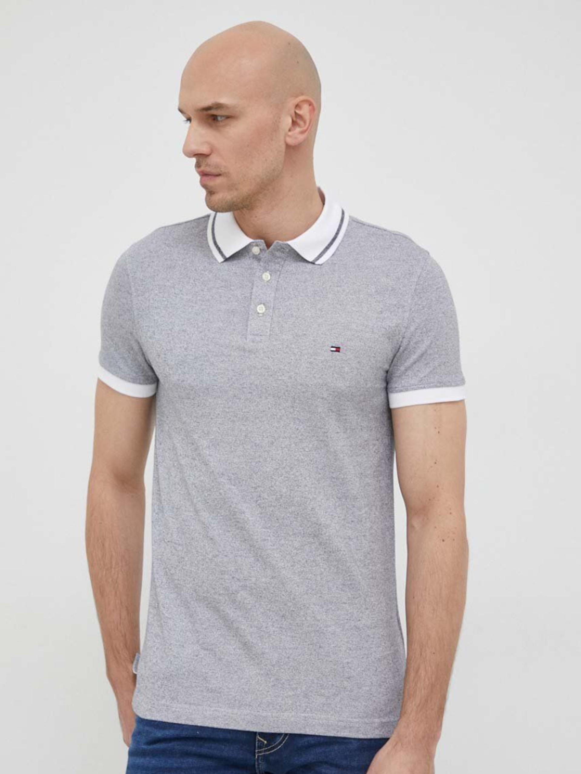 Tommy Hilfiger pánské modro-bílé polo - M (YBR)