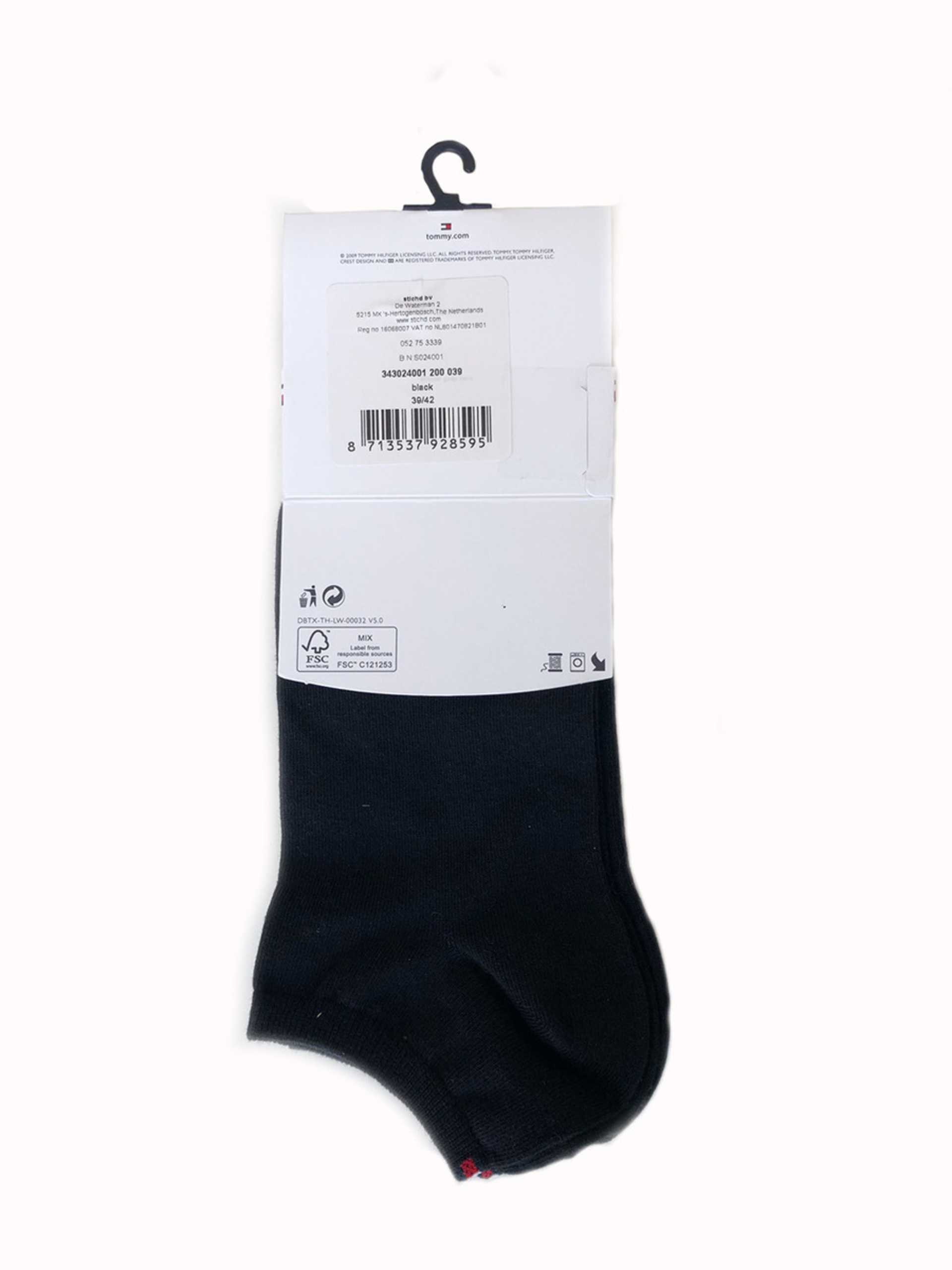 Tommy Hilfiger dámské černé ponožky 2 pack - 35 (200)