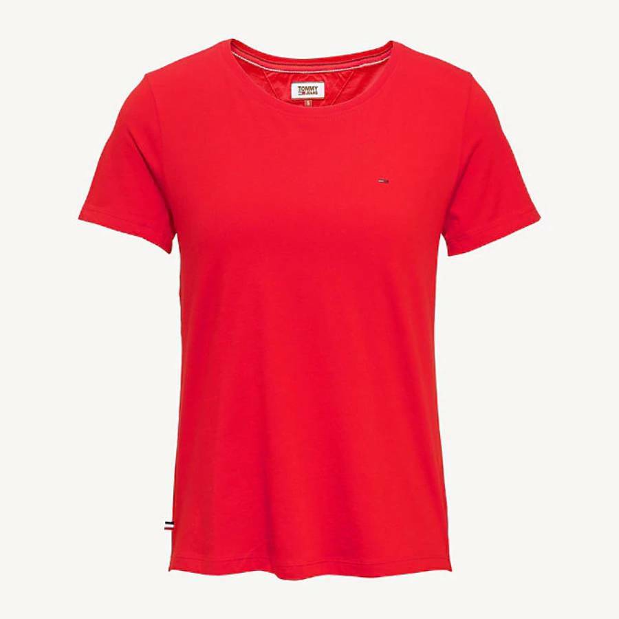 Tommy Hilfiger dámské červené tričko Jersey - M (667)