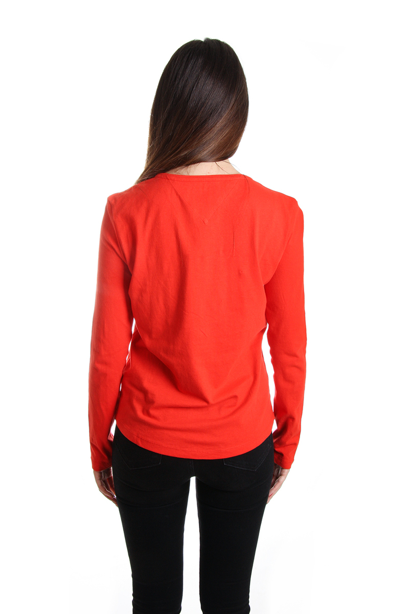Tommy Hilfiger dámské červené tričko s dlouhým rukávem - M (XA8)