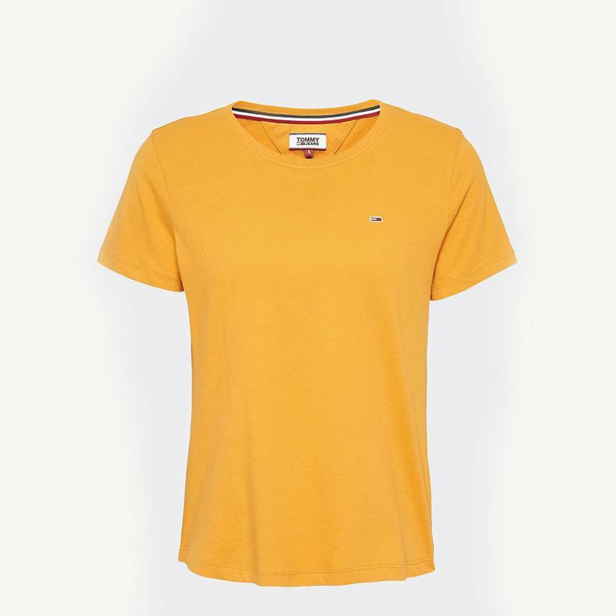 Tommy Hilfiger dámské hořčicové tričko Jersey - M (ZBC)