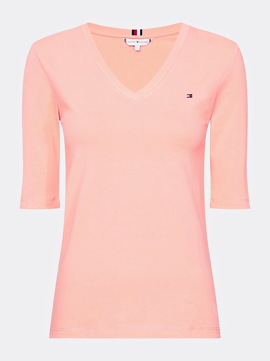 Tommy Hilfiger dámské meruňkové tričko Ess - XS (SN7)