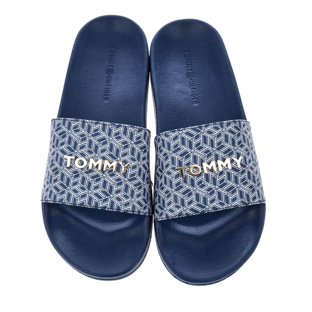 Tommy Hilfiger dámské modré pantofle Monogram - 36 (C7H)