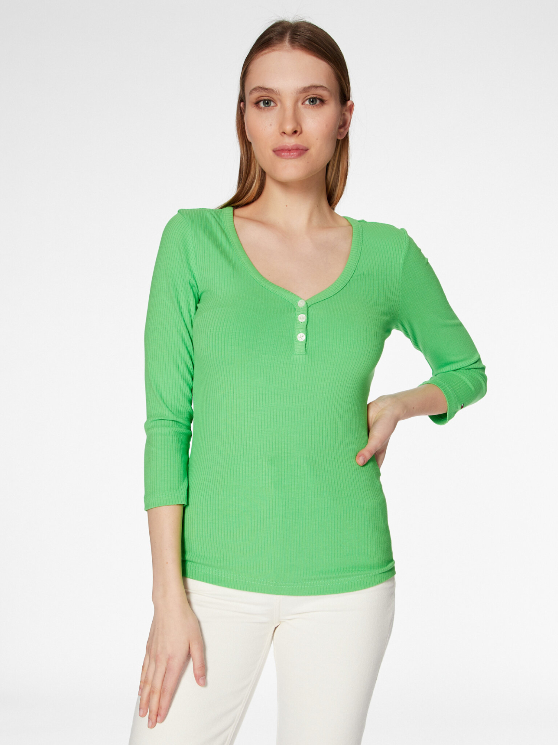 Tommy Hilfiger dámské zelené tričko  - XL (LWY)