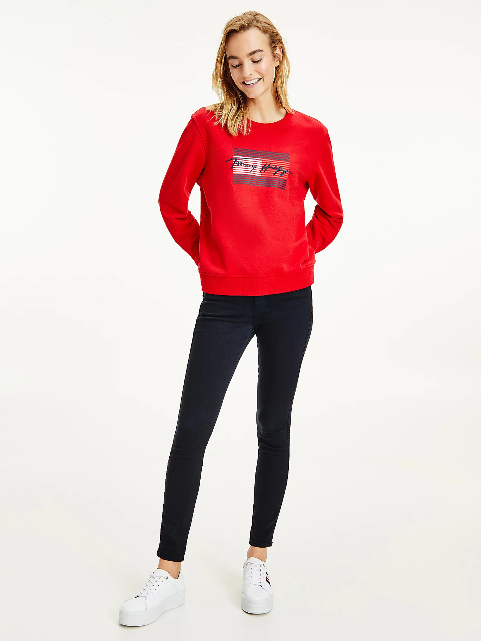 Tommy Hilfiger dámská červená mikina - M (XLG)