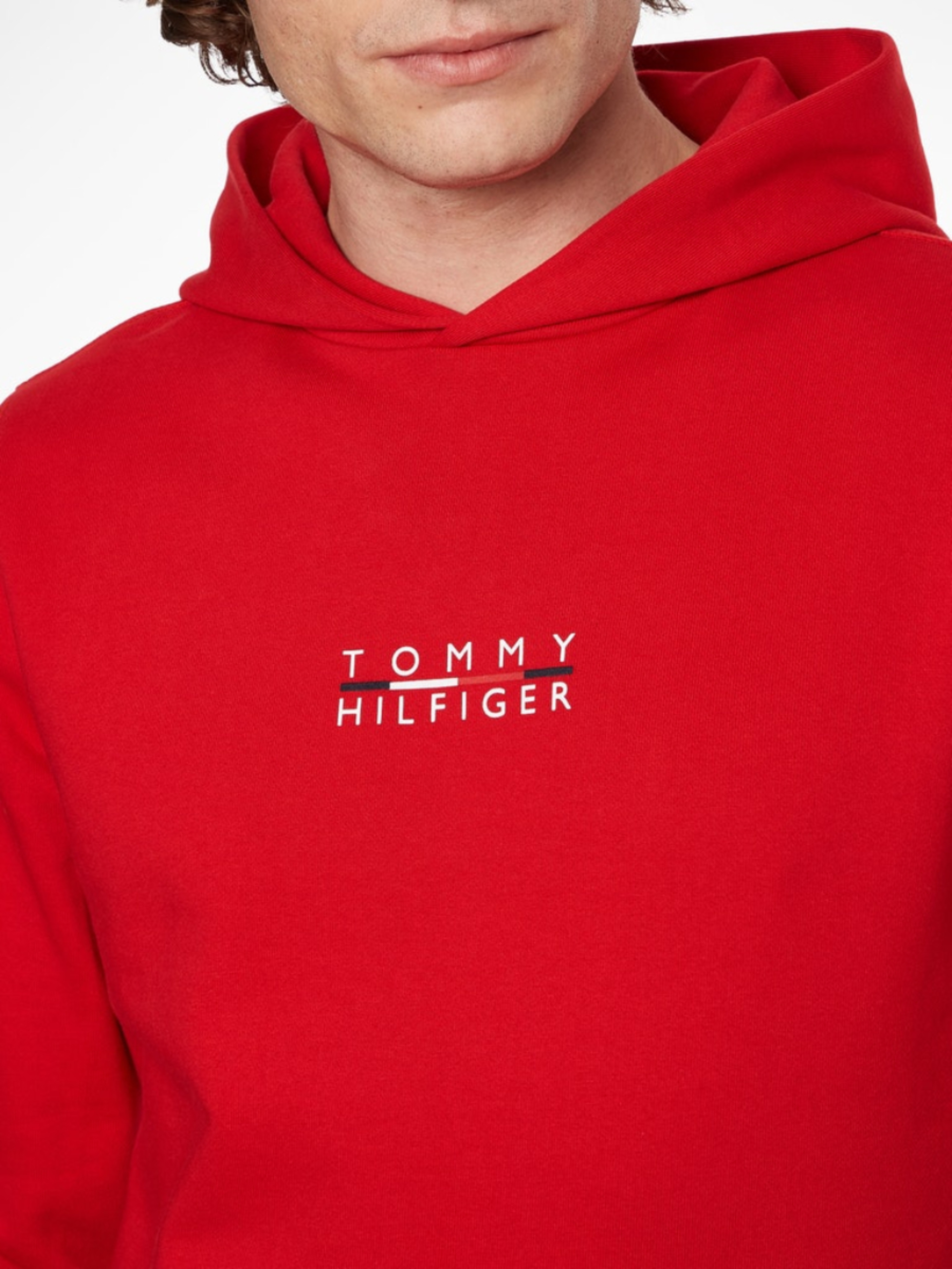 Tommy Hilfiger pánská červená mikina Square logo - S (XLG)