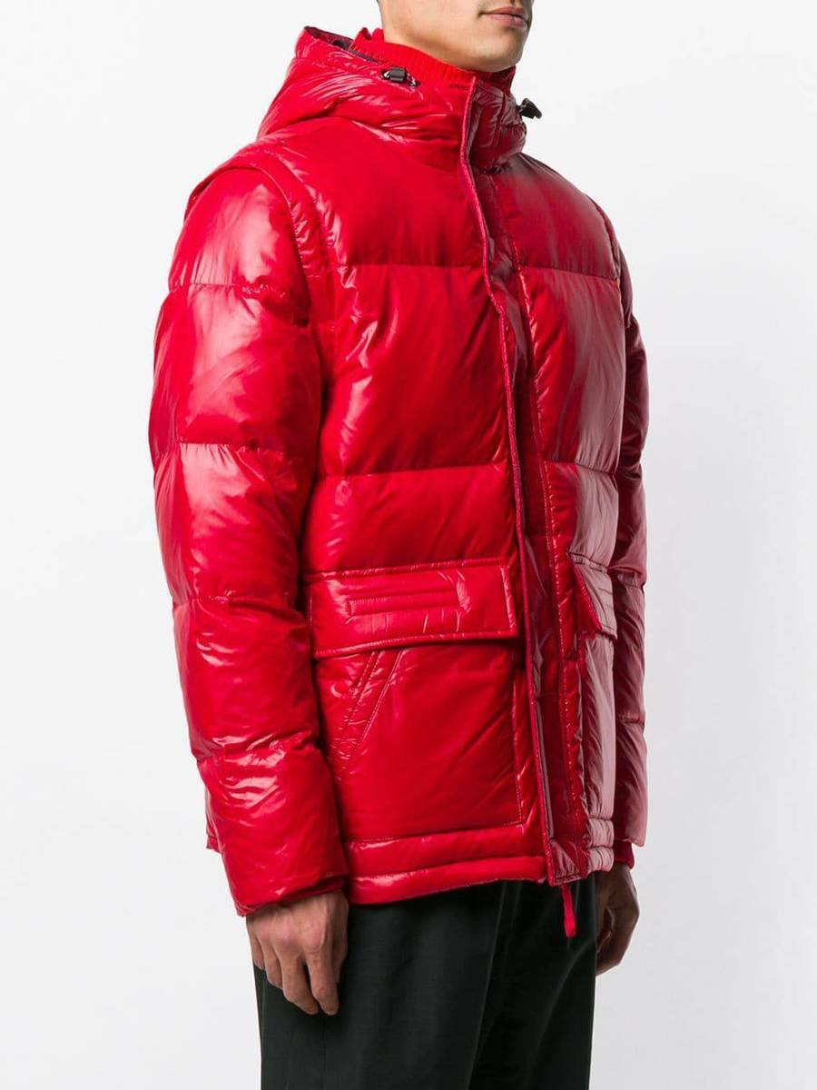 Tommy Hilfiger pánská červená lesklá bunda - L (611) Tommy Hilfiger