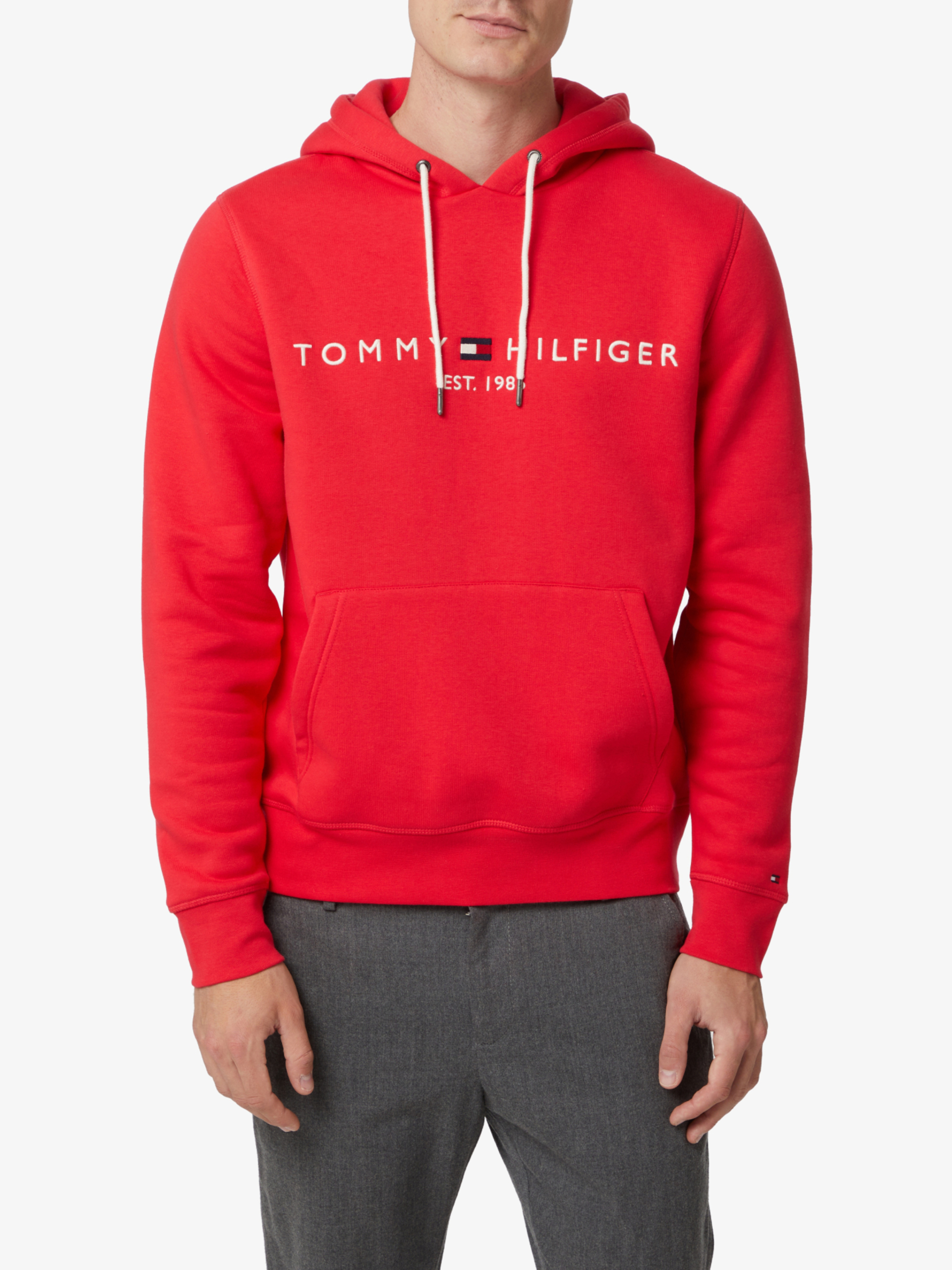 Levně Tommy Hilfiger pánská červená mikina Logo Hoody