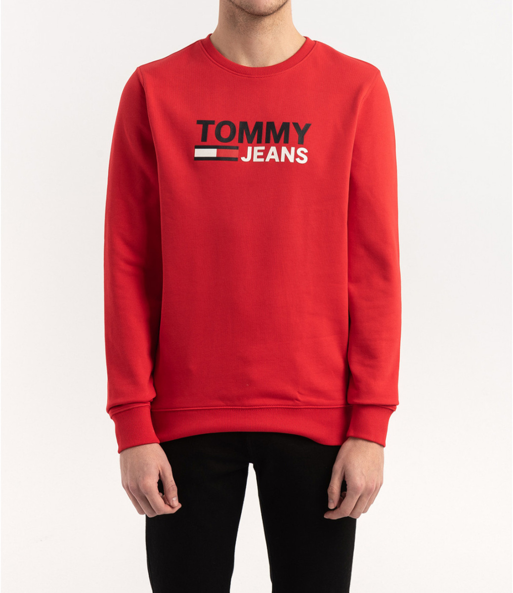 Tommy Jeans pánská červená mikina Corp - XXL (XNL)